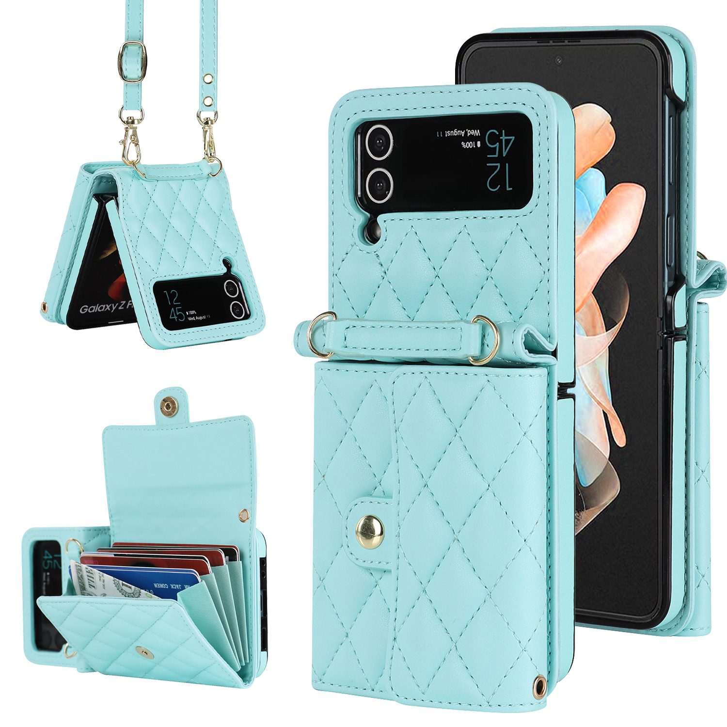trends for living Handyhülle Handy Tasche Leder Wallet Schutz Hülle Für Samsung Galaxy Z FLIP 6 5 4