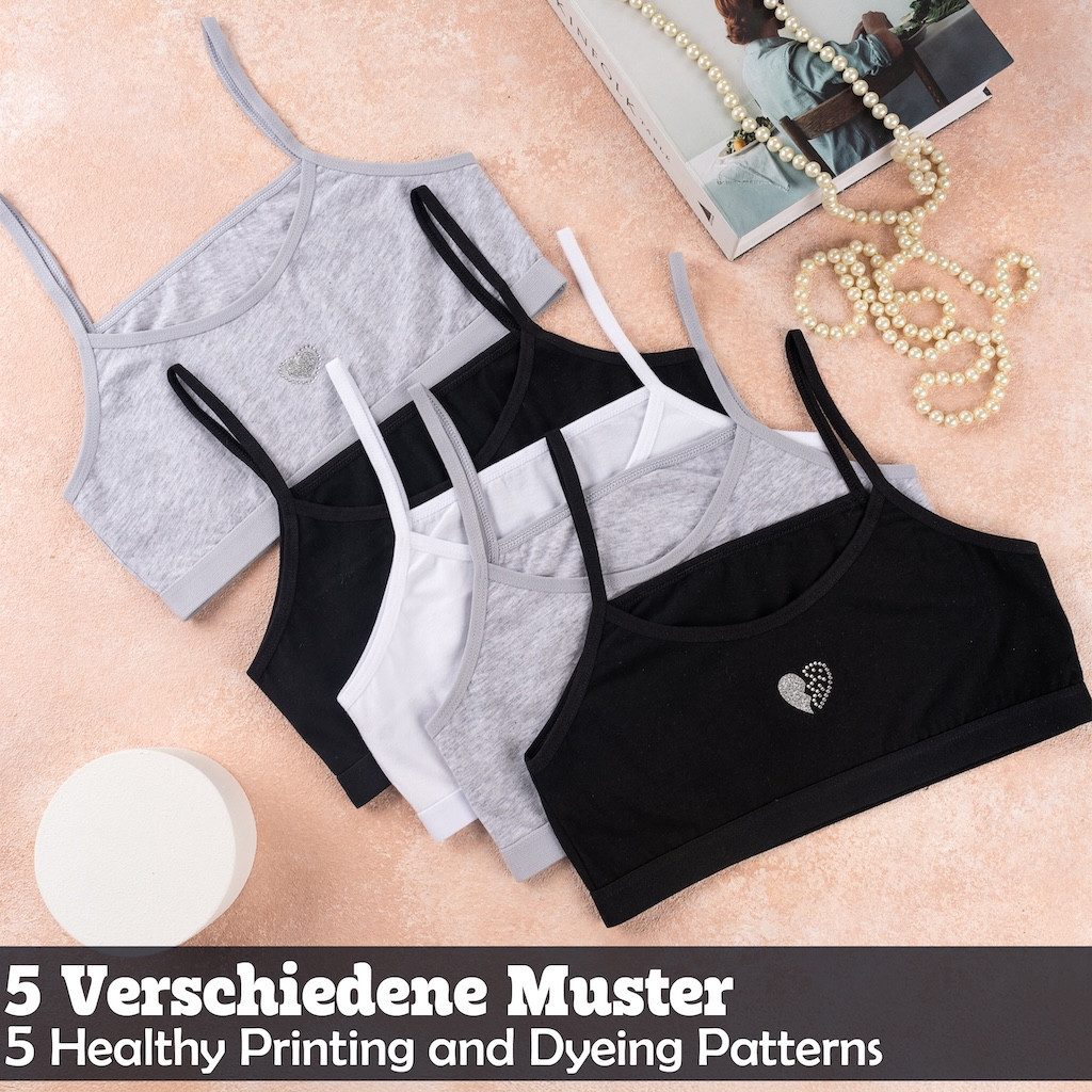 LOREZA Bustier 5er Set Mädchen Bustier BH - Strass - Bunt (Set, 5-tlg., 5er-Pack)