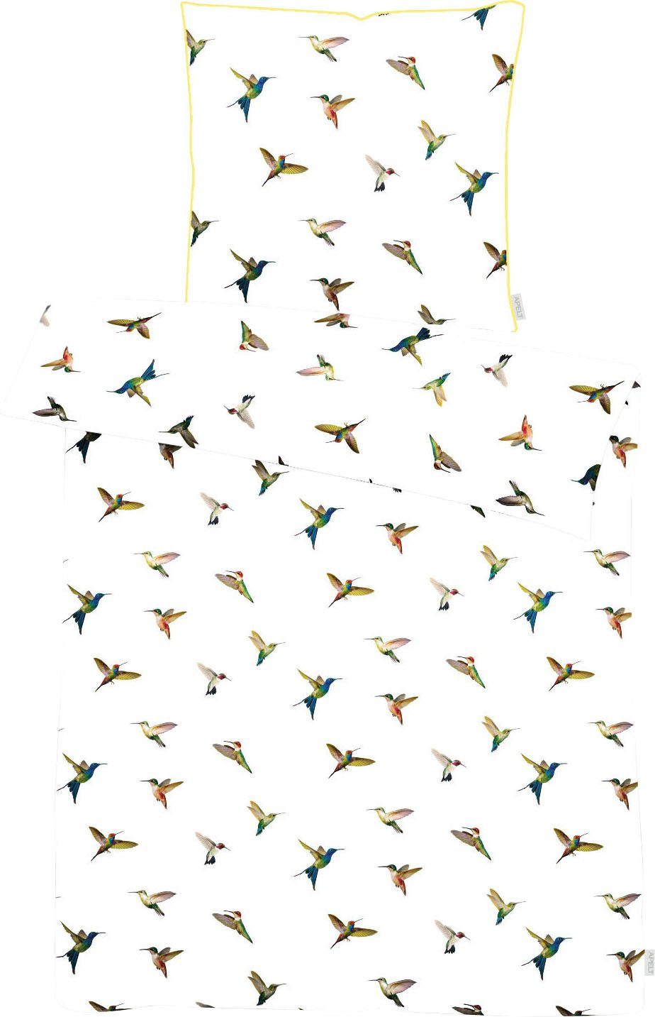 APELT Bettwäsche Kolibri, Mako-Satin, 2 teilig, stylische bunte Vögel günstig online kaufen