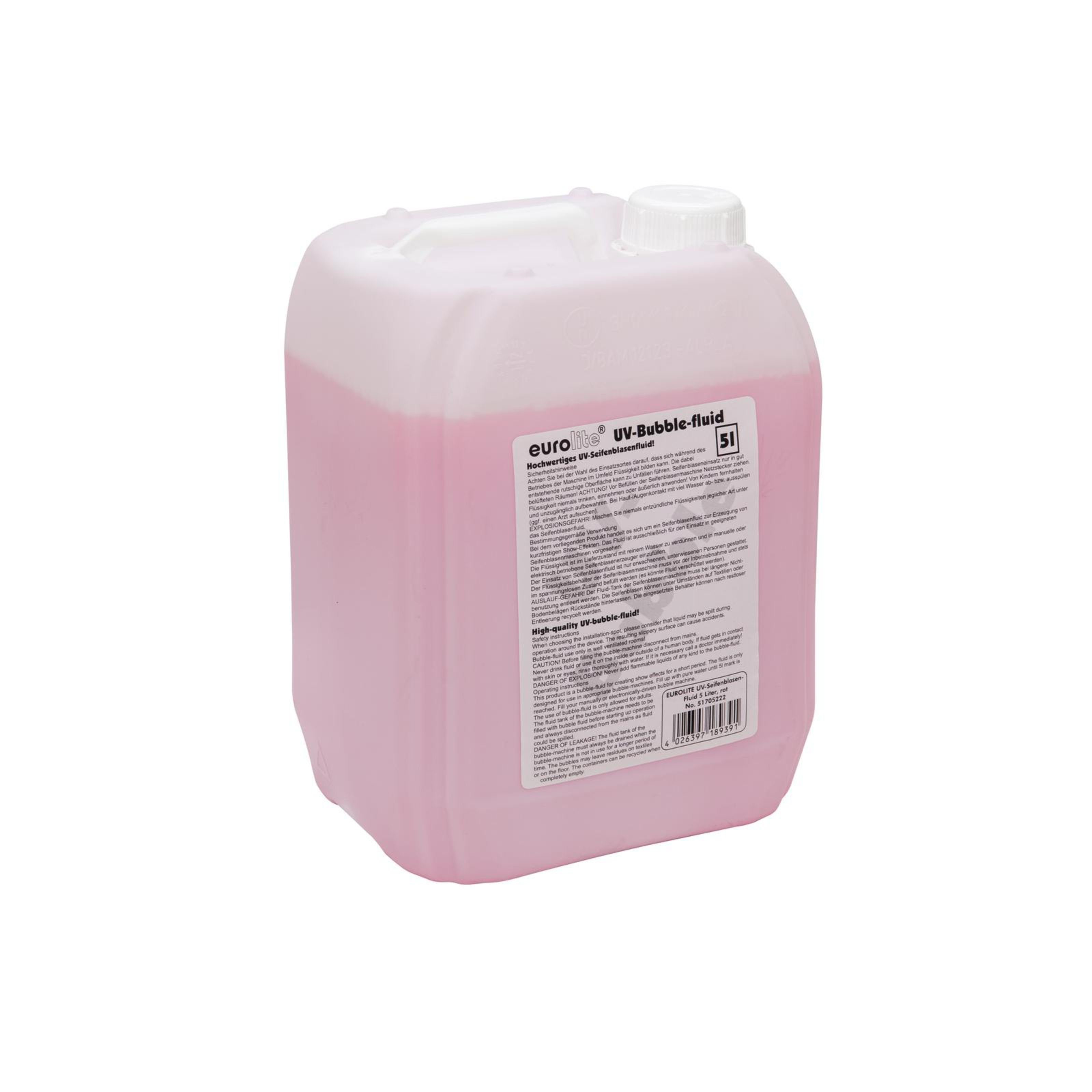EUROLITE Discolicht, UV-Seifenblasenfluid 5l, rot - Nebelfluid