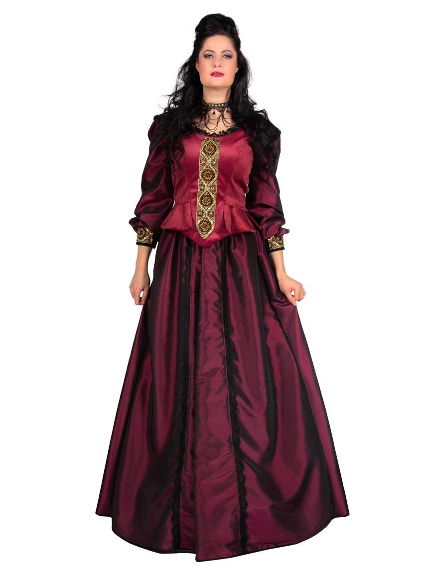 Metamorph Prinzessin-Kostüm Bordeauxrote Burgdame Kostüm, Detailreich und hochwertig verarbeitetes Kostüm für düstere Damen v