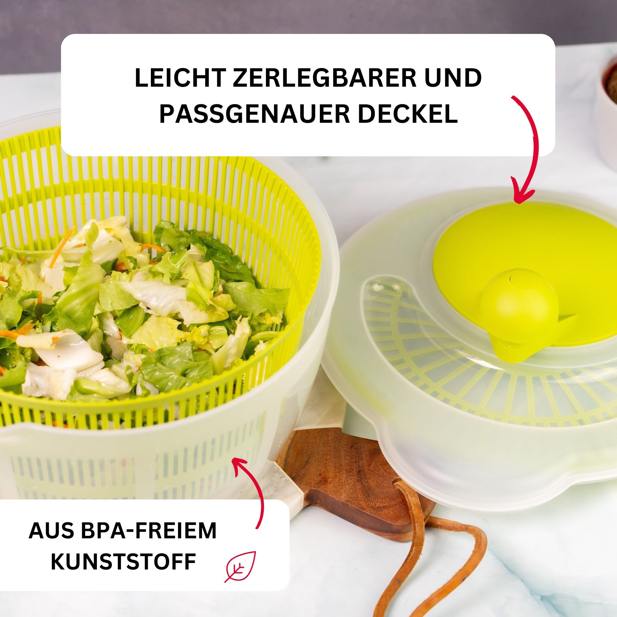 WESTMARK Salatschleuder Spinderella, Fassungsvermögen: 4,4 Liter, ø 23,5 cm, Grün