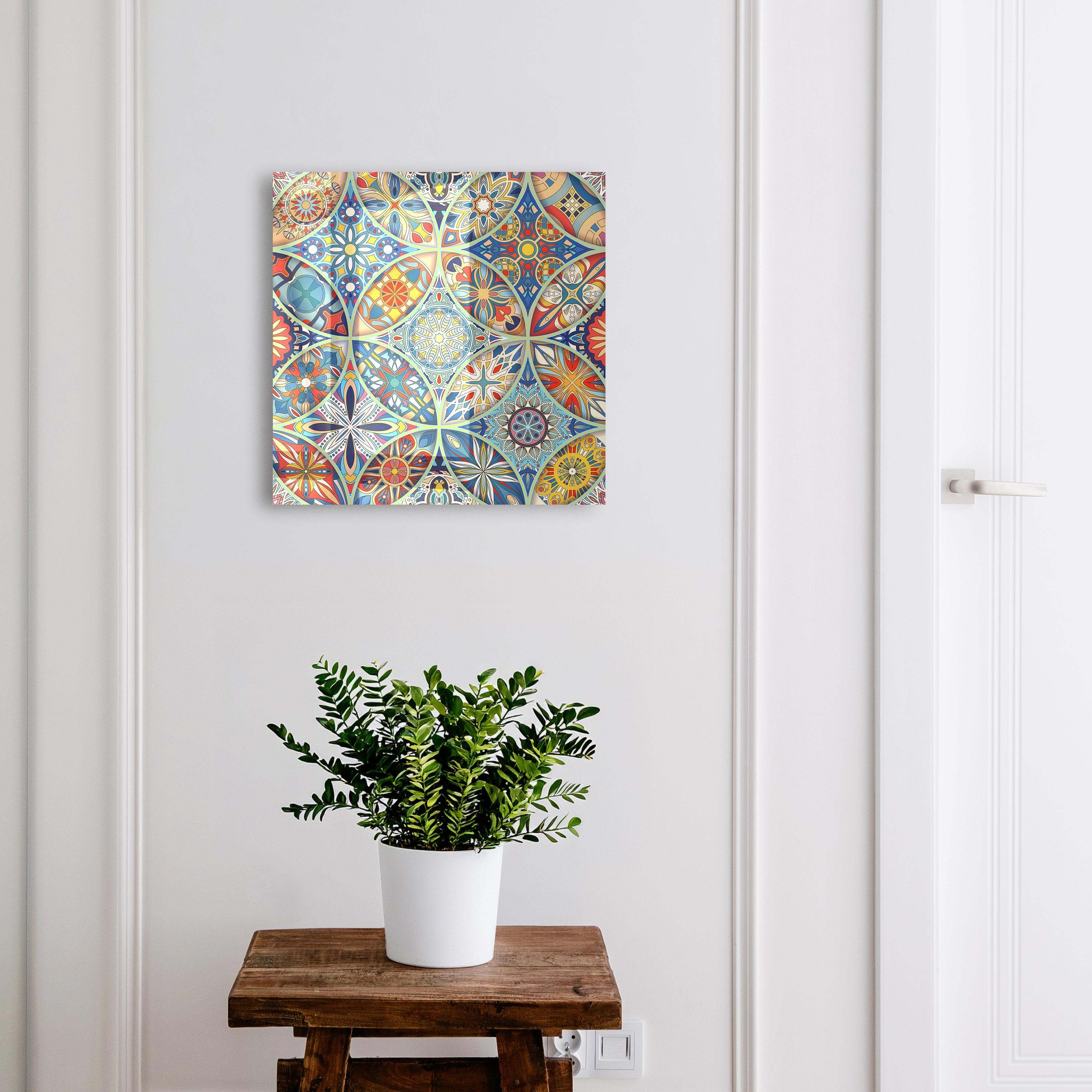 Tulup Schlüsselkasten Moderner Schlüsselkasten mit Glasfront für Zuhause und Büro, Farbenfrohes Mosaik – Bild 2 von 5