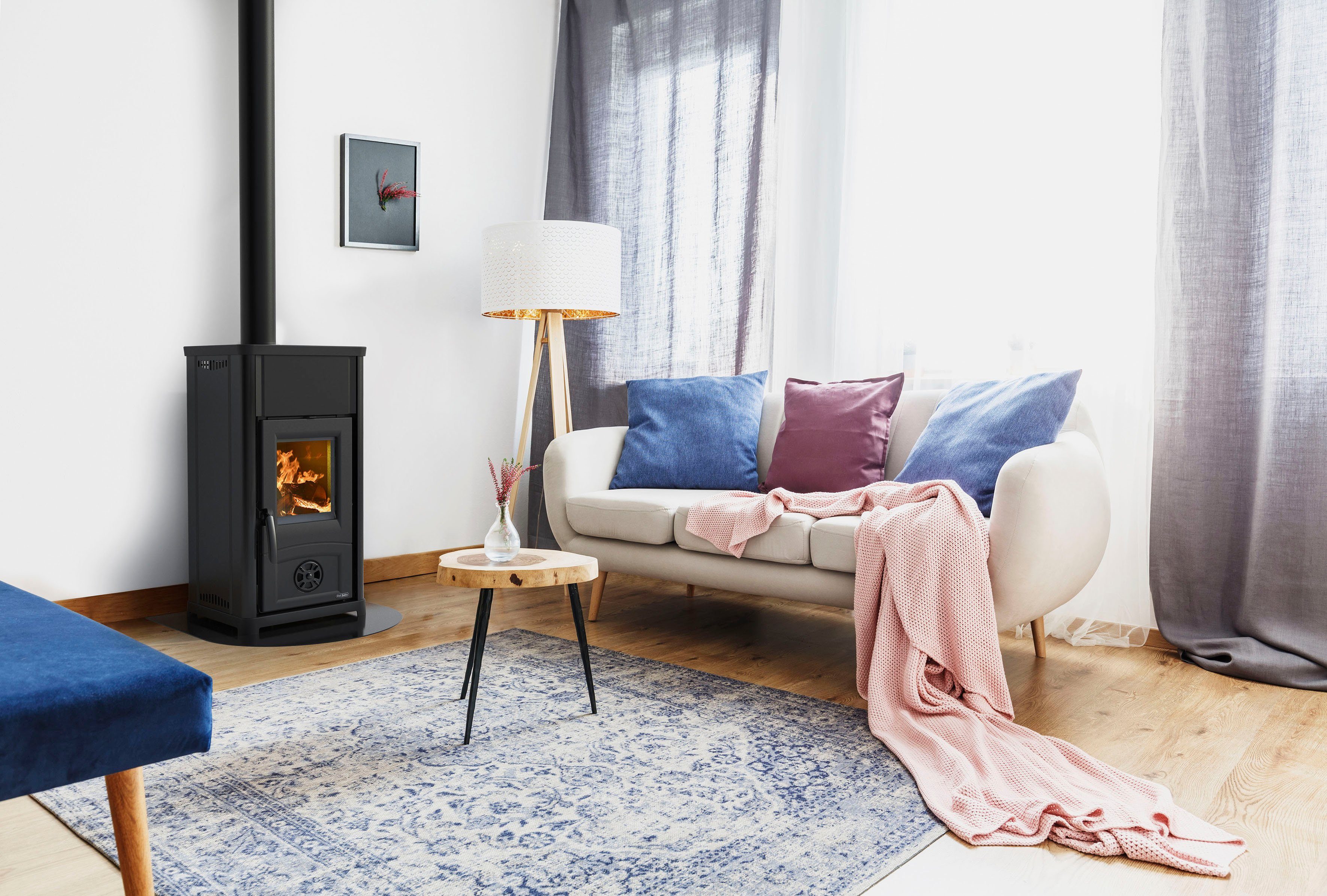 mit 6,6 kW, Zeitbrand, Kochplatte Silla, La Kaminofen Nordica