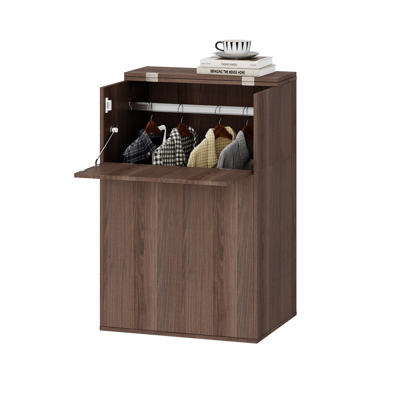 FUFU&GAGA Nachttisch Nachttisch mit Kleiderstange, dunkelbraun, MDF, 60×40× günstig online kaufen