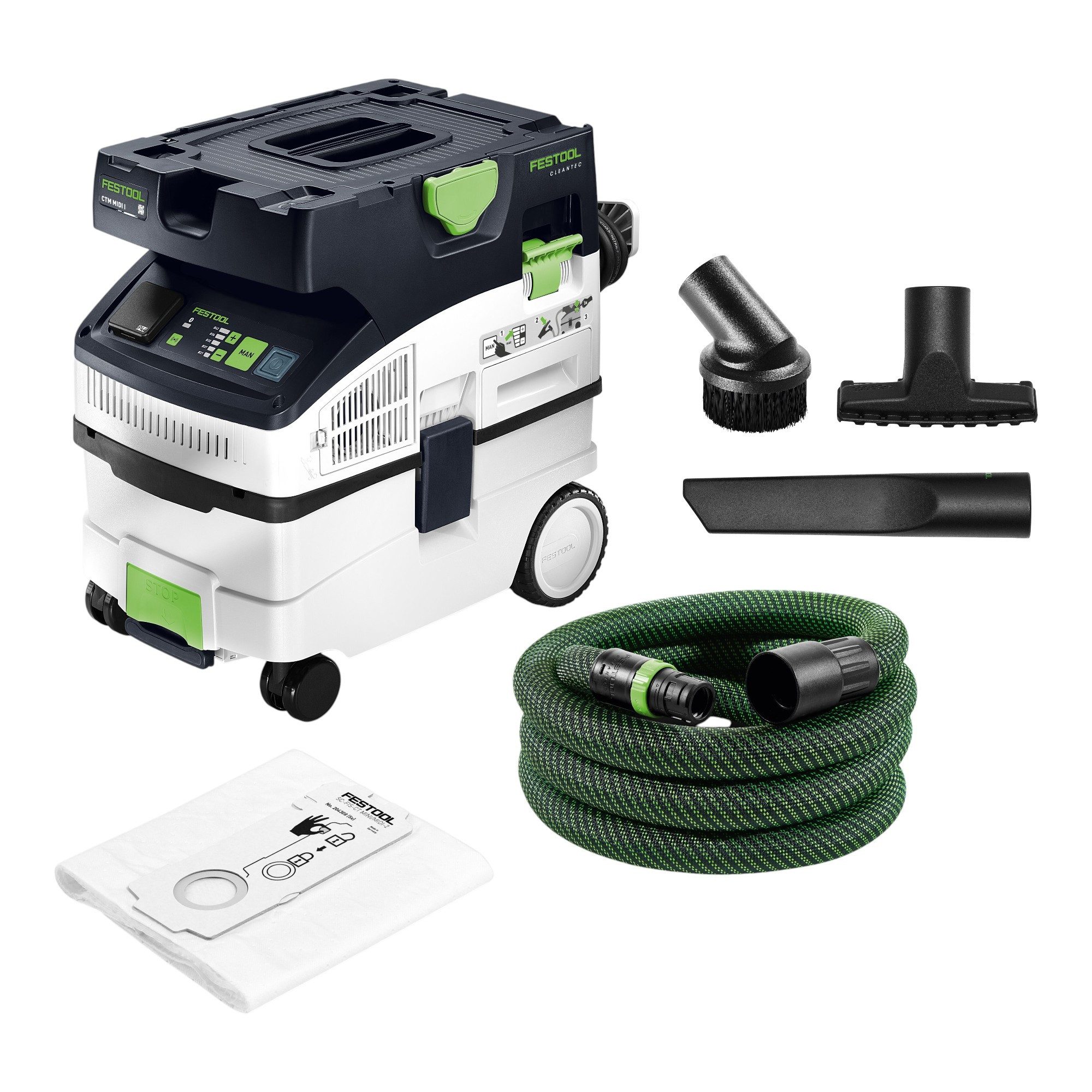 FESTOOL Staubabsauger CTM MIDI I CLEANTEC Absaugmobil 1200 W 15 l Staubkl. M + Reinigungsset