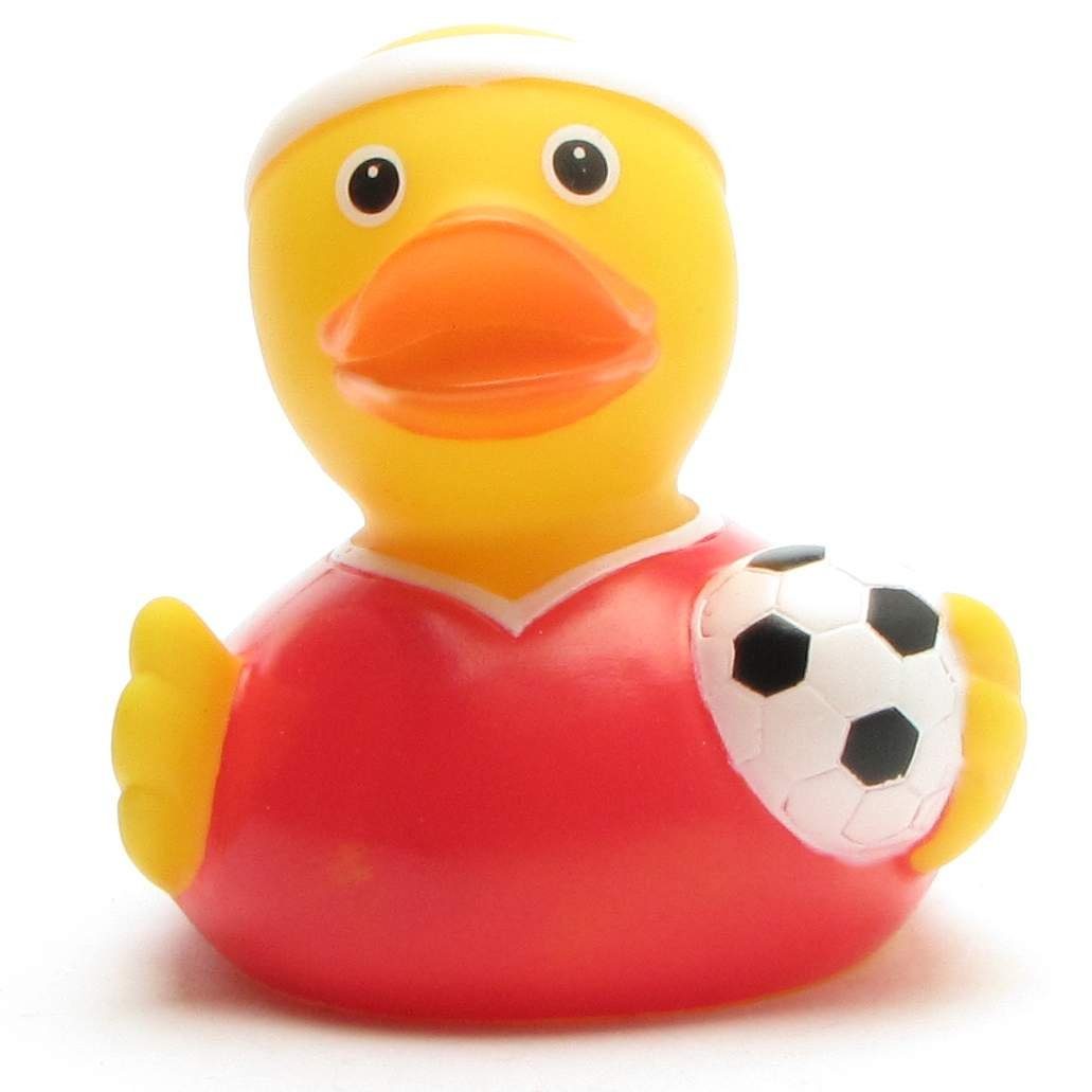 rotes - - Quietscheente Trikot Badespielzeug Badeente Fussballer Duckshop