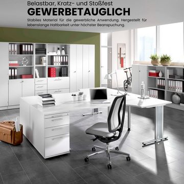 bümö Schreibtisch Serie-N - Arbeitshöhe: 72 cm, Rechteck: 180 x 80 cm - Dekor: Weiß