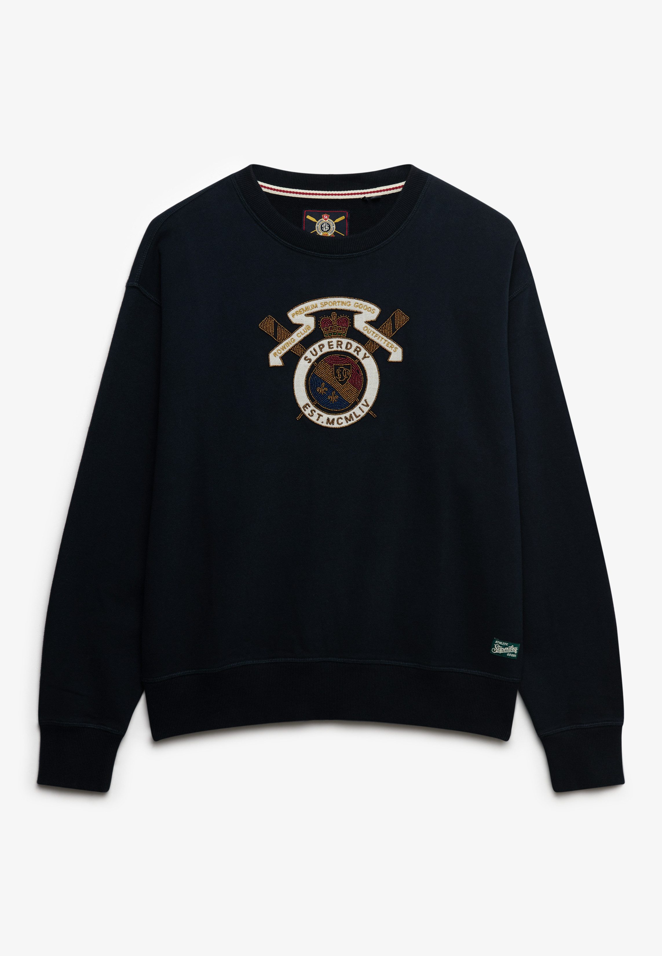 Superdry Sweatshirt Crest Loose Crew aus Baumwolle und Sweatware, normale Passform, mit Rundhalsausschnitt