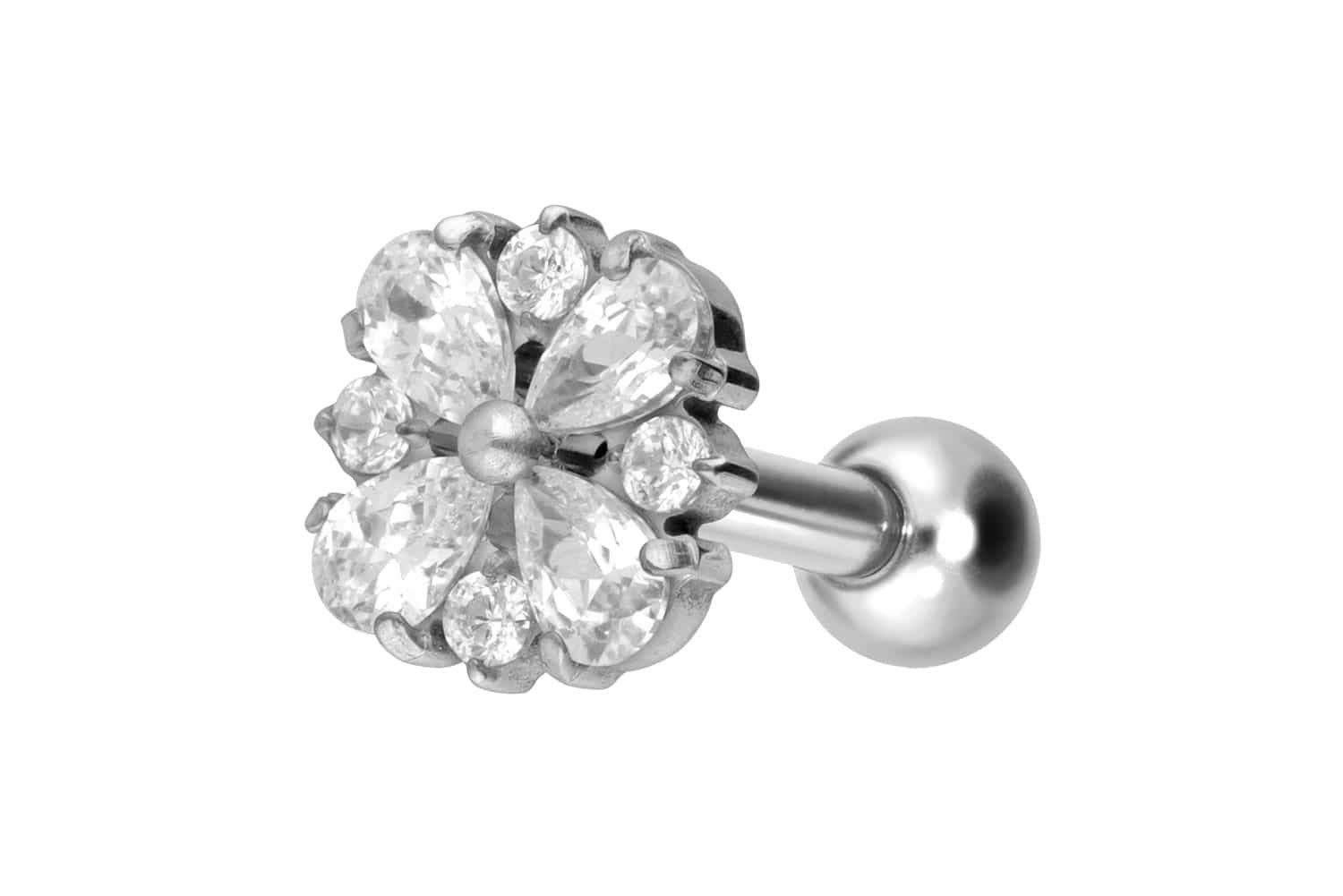 Piercing-Set Titan Ohrpiercing mit Innengewinde KRISTALLORNAMENT