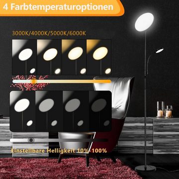 Clanmacy LED Stehlampe LED Stehleuchte Stehlampe Leselampe Rund Dimmbar Deckenfluter Büro Schlafzimmer