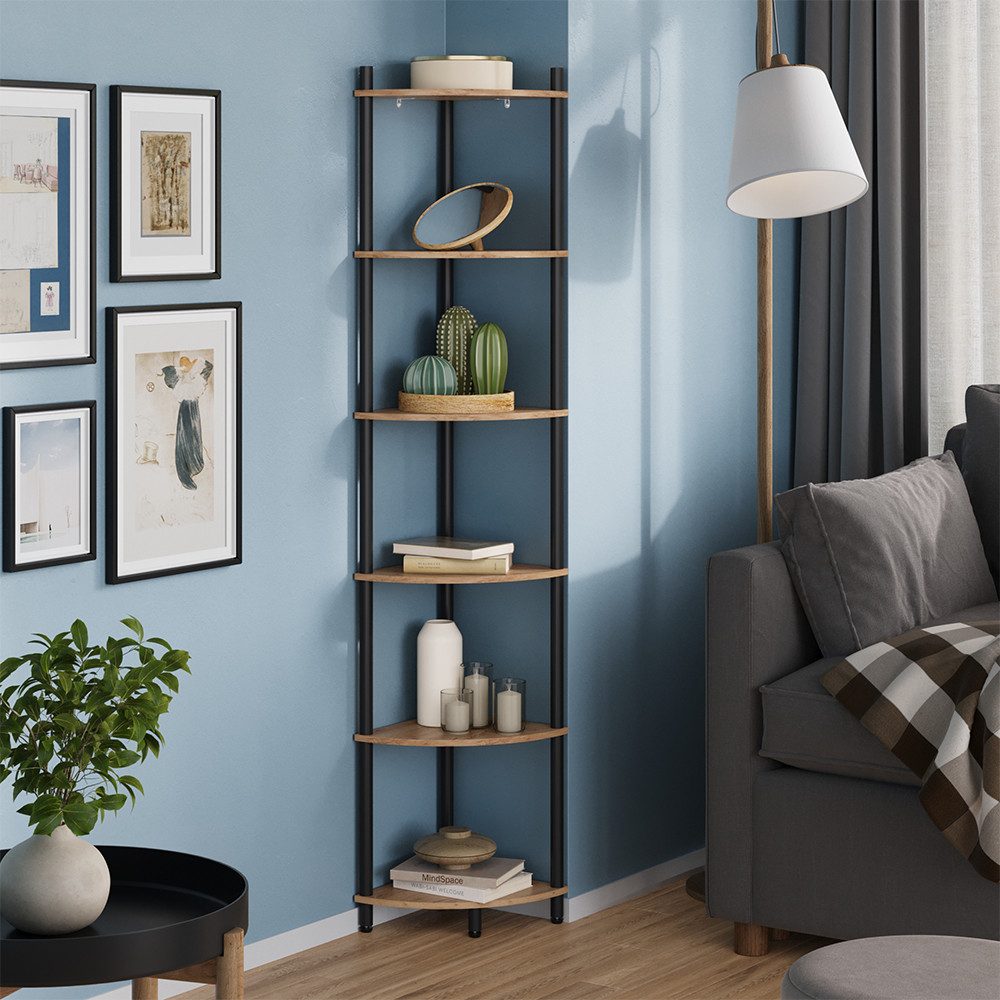 Vicco Eckregal Bivio, Goldkraft Eiche/Anthrazit, 29 x 163.5 cm mit 6 Ablagefächern, 1-tlg.