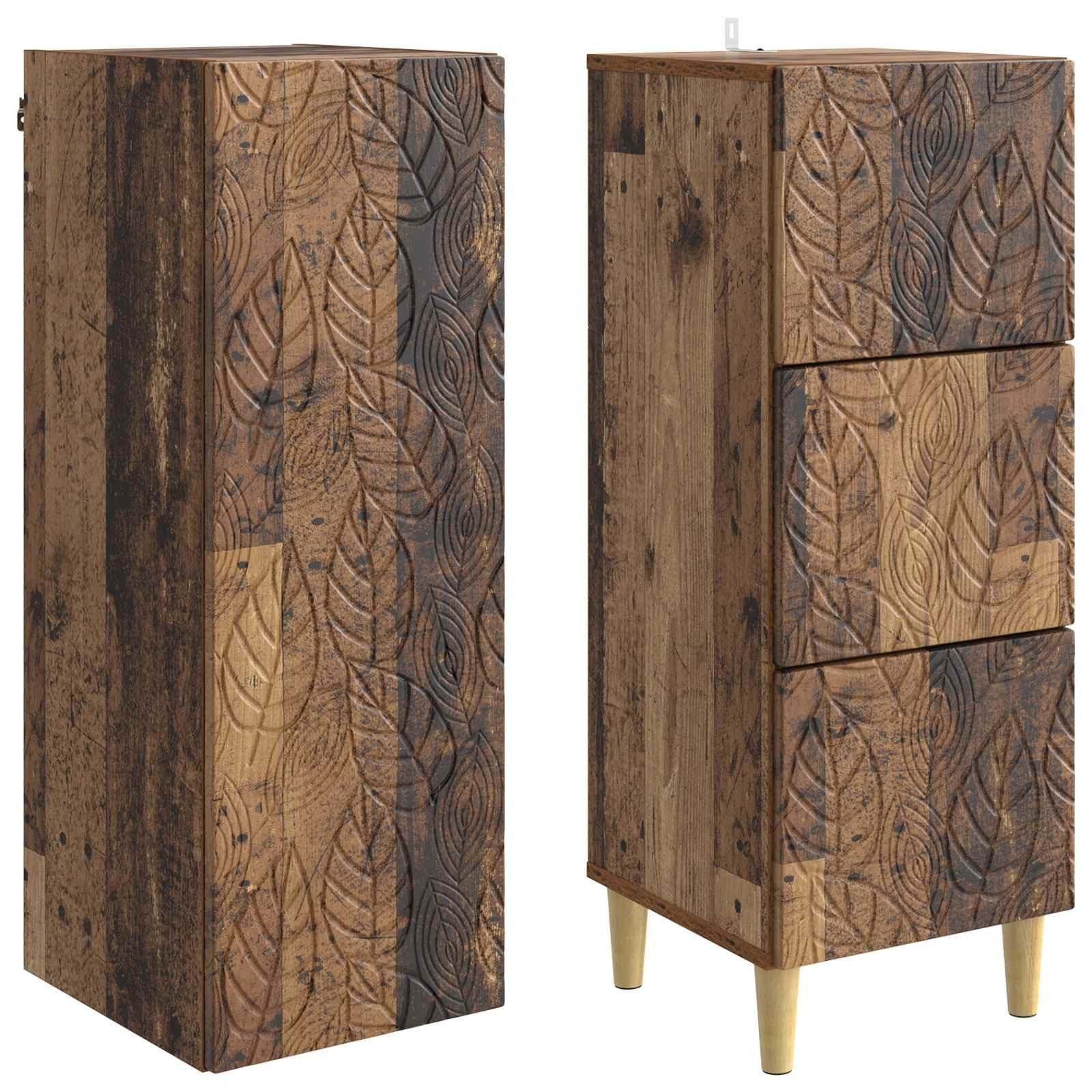 vidaXL Highboard 33 x 34,5 x 90 cm Highboard Hochschrank Schrankset 2er Set Altholz 33x