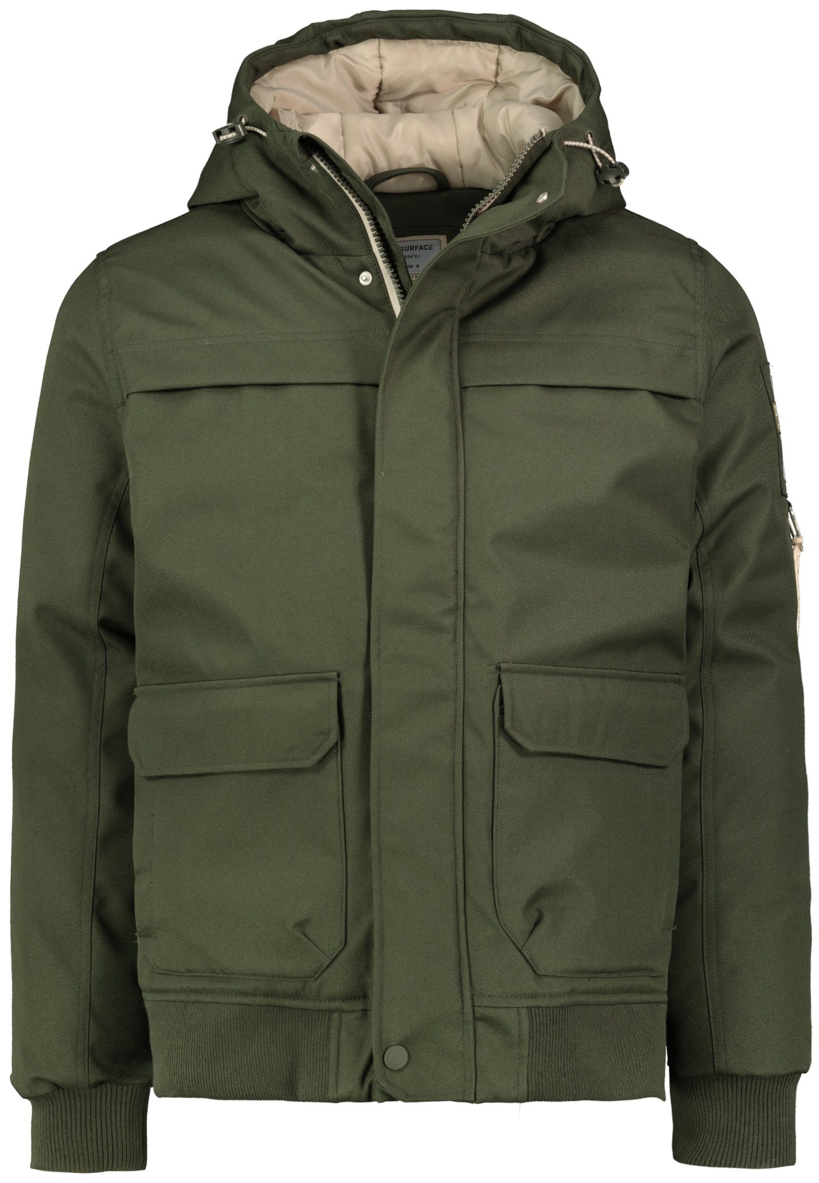 Jacke Warm Surface Herren Stehkragen Steppjacke Kapuzenjacke Urban Gesteppt Olive Steppjacke Winter