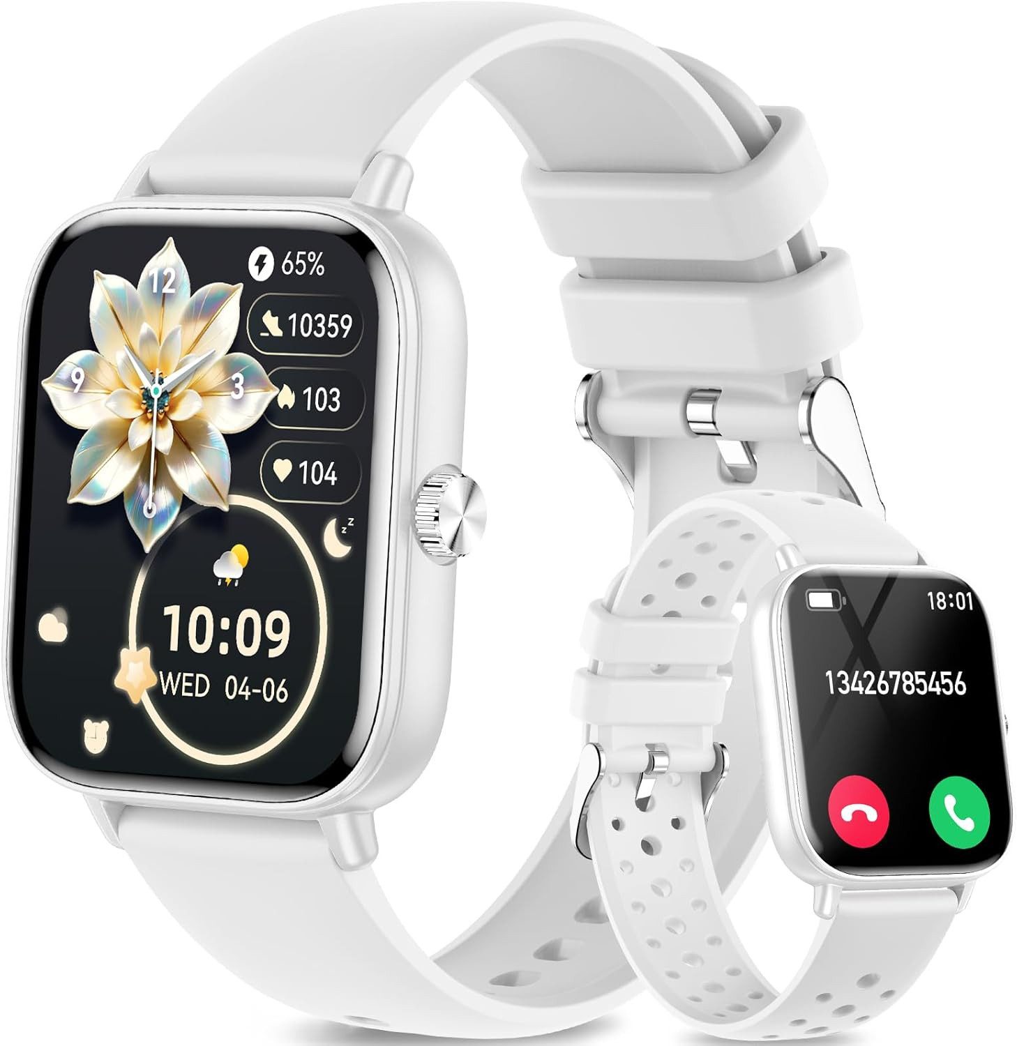 Fitonme F128 Smartwatch (4,3 cm, android ios), Smartwatch mit Telefonfunktion Fitnessuhr mit 1.83 Zoll Touchscreen