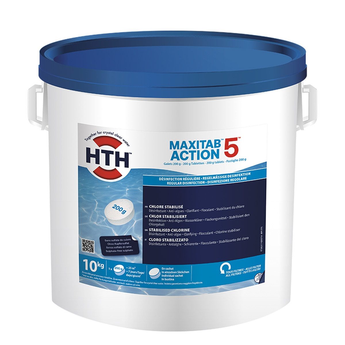 HTH Poolpflege MaxiTab Action 5 - 10 kg Chlor Multifunktion 200g Tabletten 5-in-1