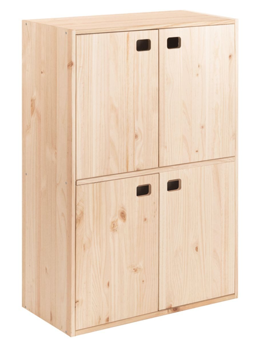 Astigarraga Kit Line Drehtürenschrank Würfel Holzregal Schrankmodul massives Kiefernholz, modular kombinierbar, 4-türig