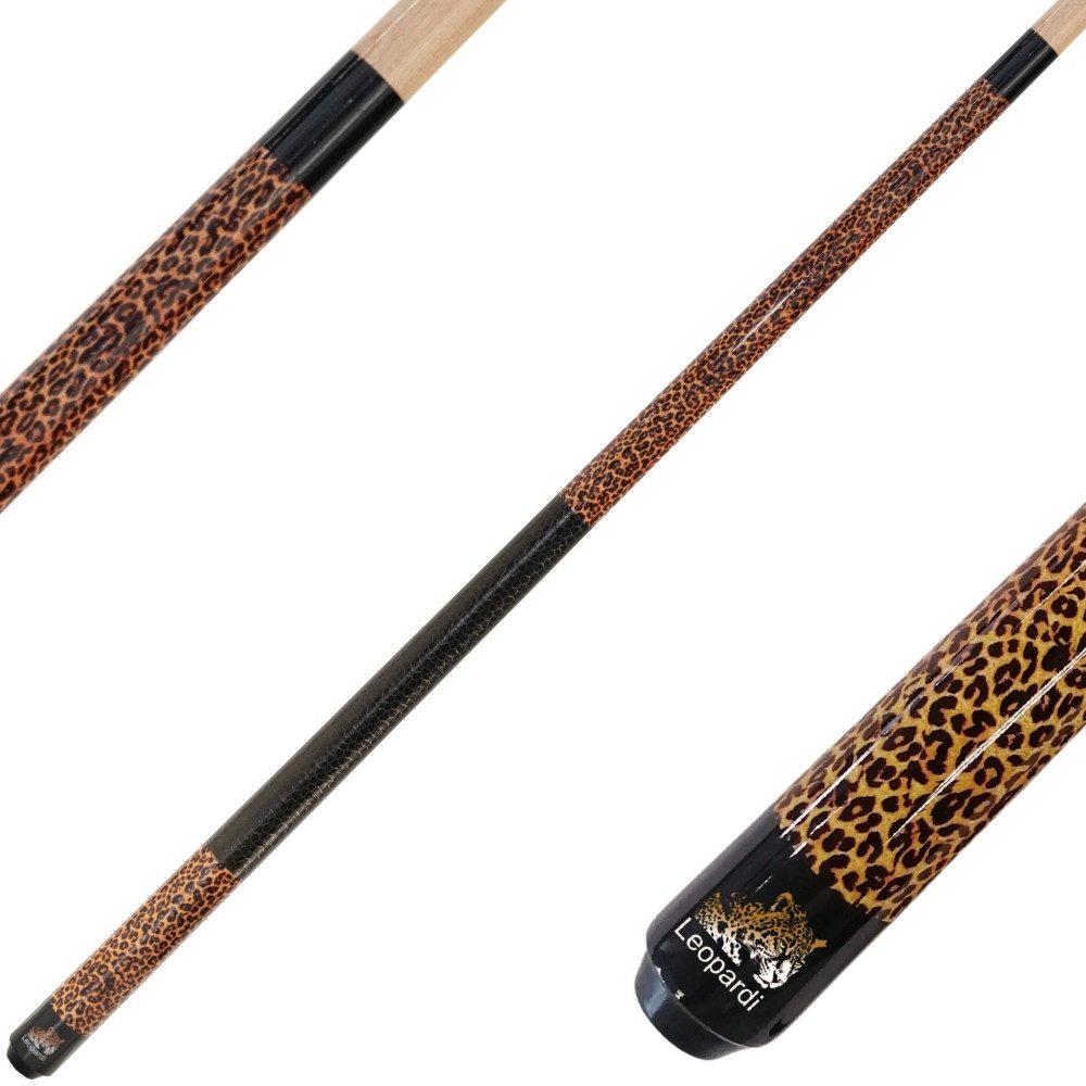 Winsport Billardqueue 1080.01 Leopardi 12 mm Billard Queue in Schwarz mit Leopard-Optik