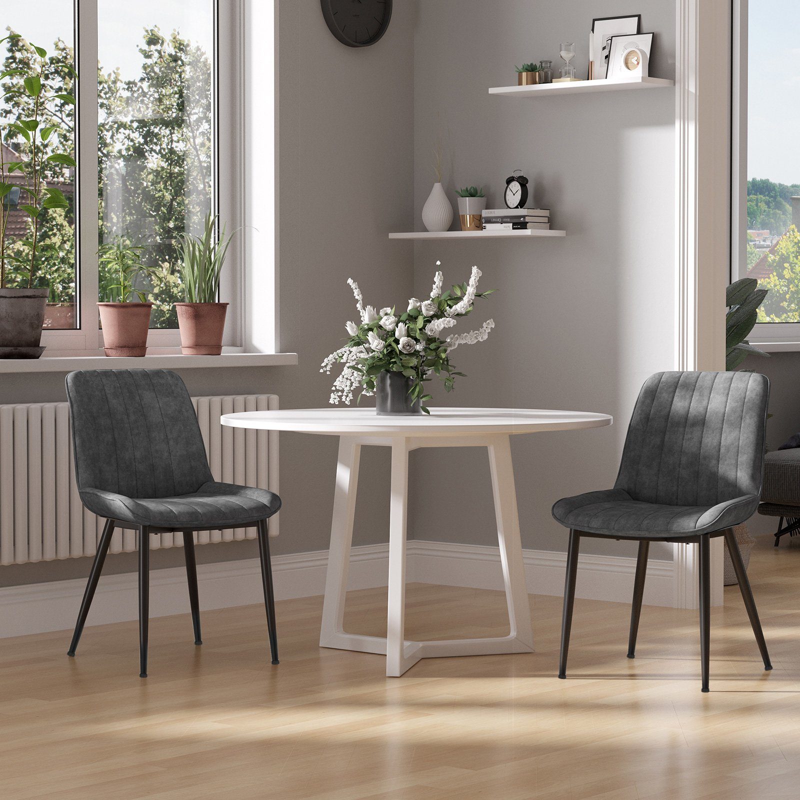 SONGMICS Esszimmerstuhl Küchenstuhl aus Samt, Polsterstuhl mit Armlehnen, Loungesessel (4 St), Küchenstuhl, Samt,Polsterstuhl, bis 120 kg, ERGONOMISCHES DESIGN – Bild 4 von 5