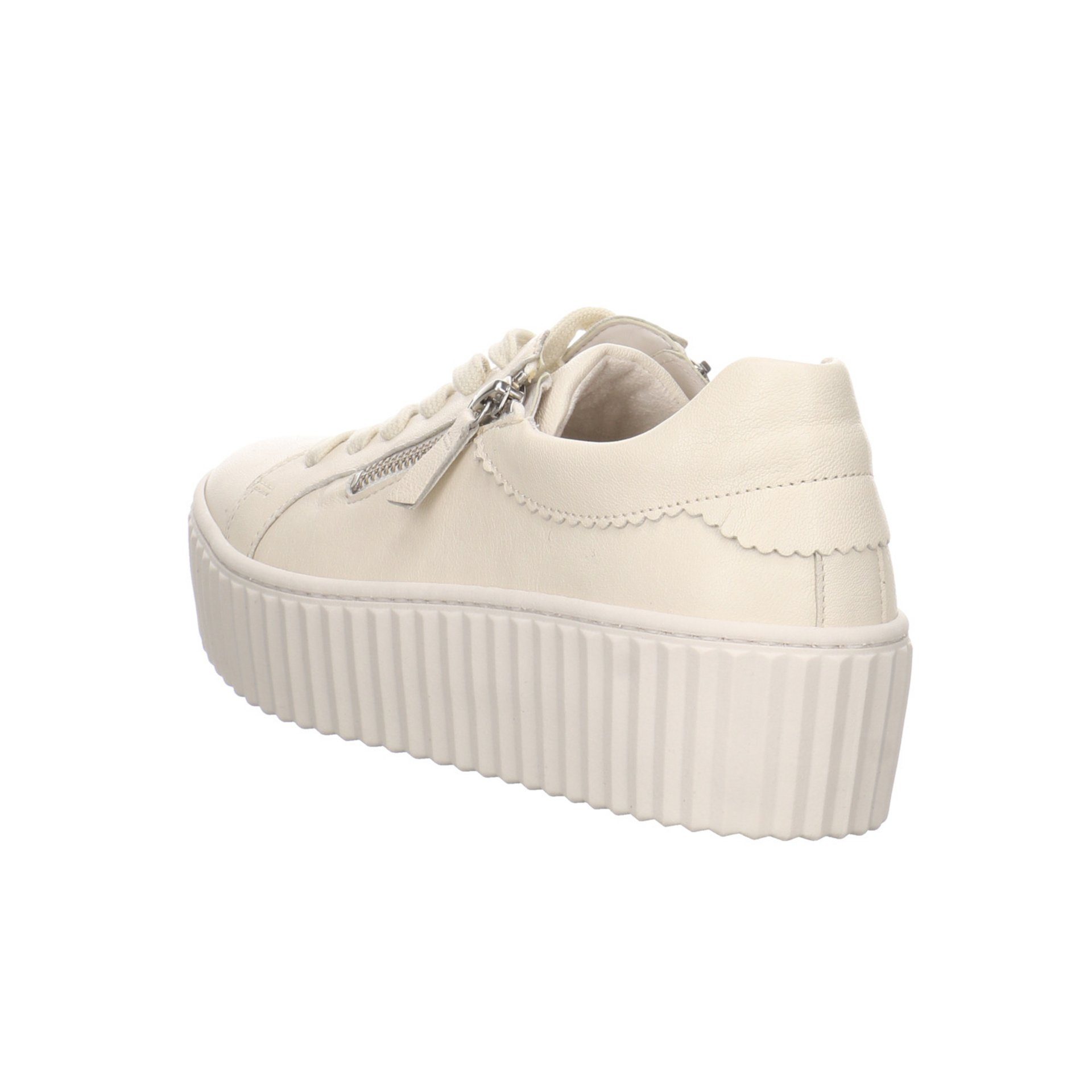 Glattleder Schnürschuh Damen Sneaker Schnürschuh (panna) Weiß Gabor Kapsel-Koll Schuhe