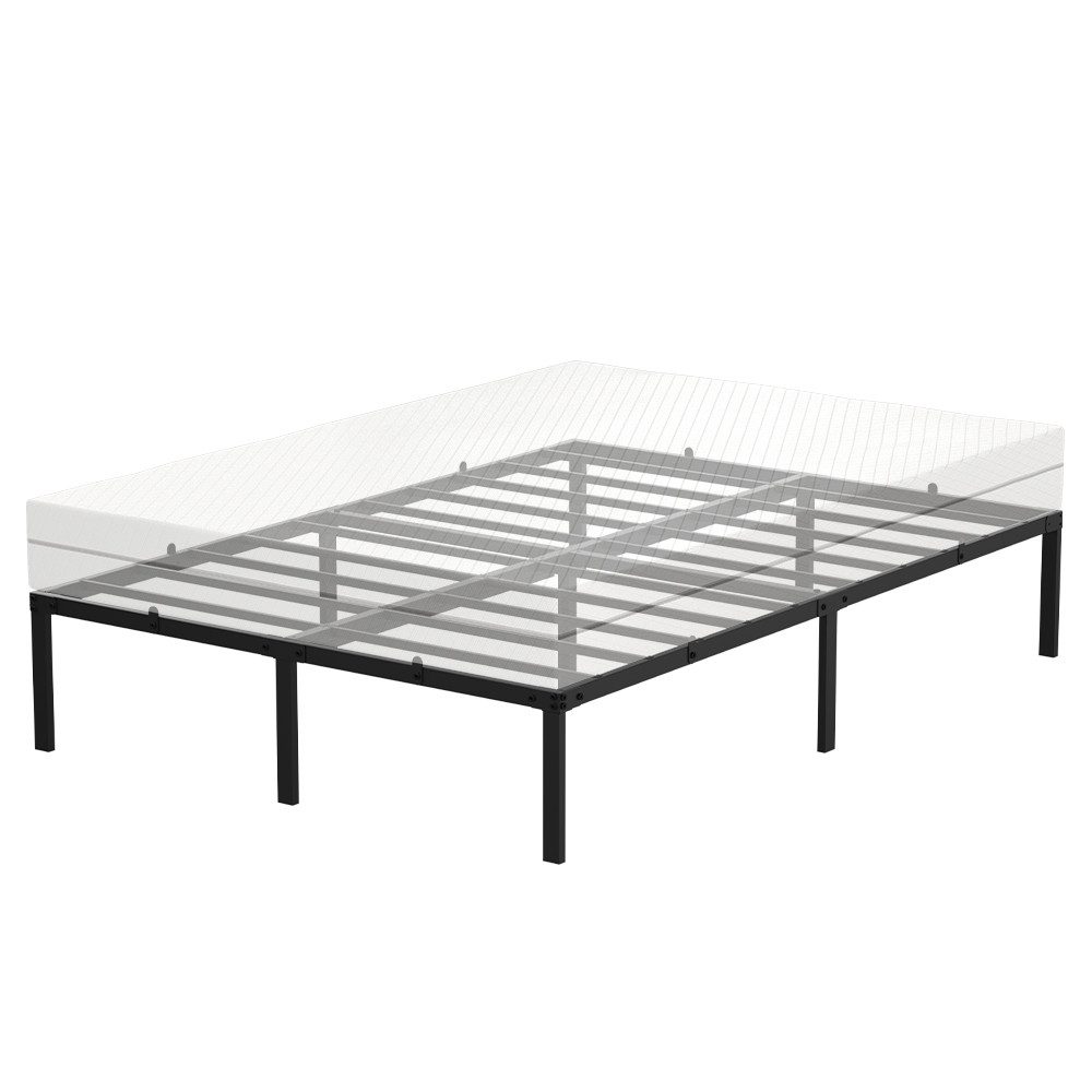 PFCTART Bettgestell Metallbett 140x200 cm, Bettgestell Schwarz (Set, 1-tlg., Stahlbett für Schlafzimmer & Gästezimmer), 360 kg Tragkraft, 31 cm Bodenfreiheit, geräuscharm
