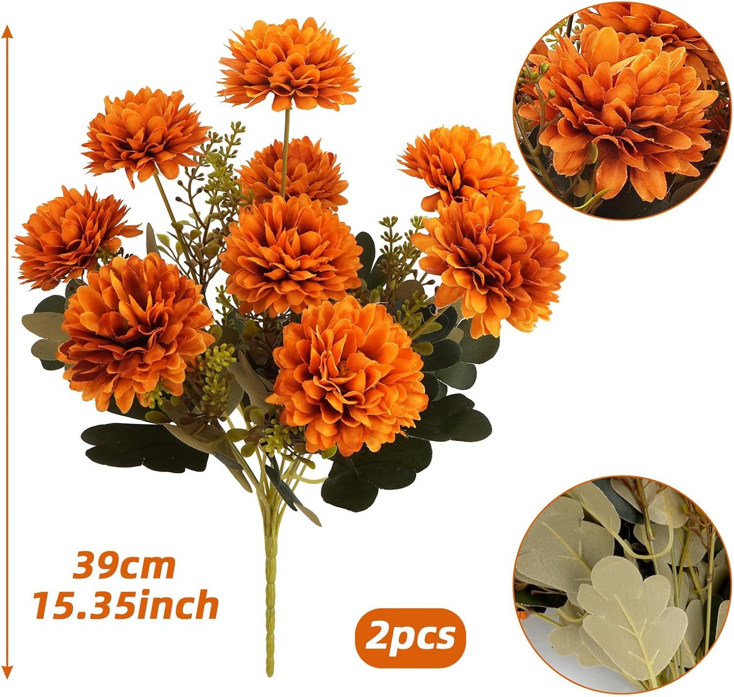 Kunstblumenstrauß 2 Stück Künstliche Chrysanthemen Herbstdeko günstig online kaufen