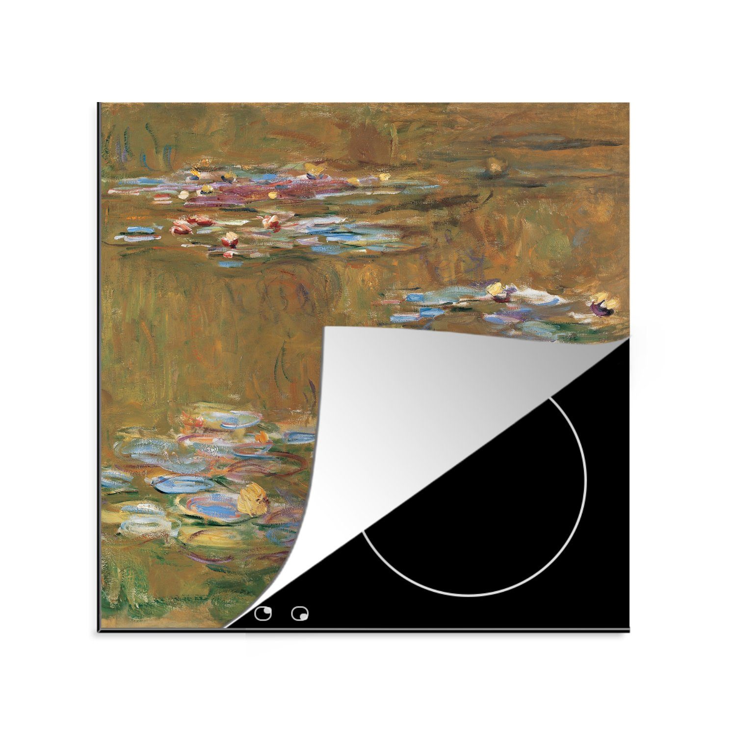 Claude tlg), für Monet, Herdblende-/Abdeckplatte Vinyl, küche Seerosen Arbeitsplatte MuchoWow Ceranfeldabdeckung, (1 78x78 cm, -