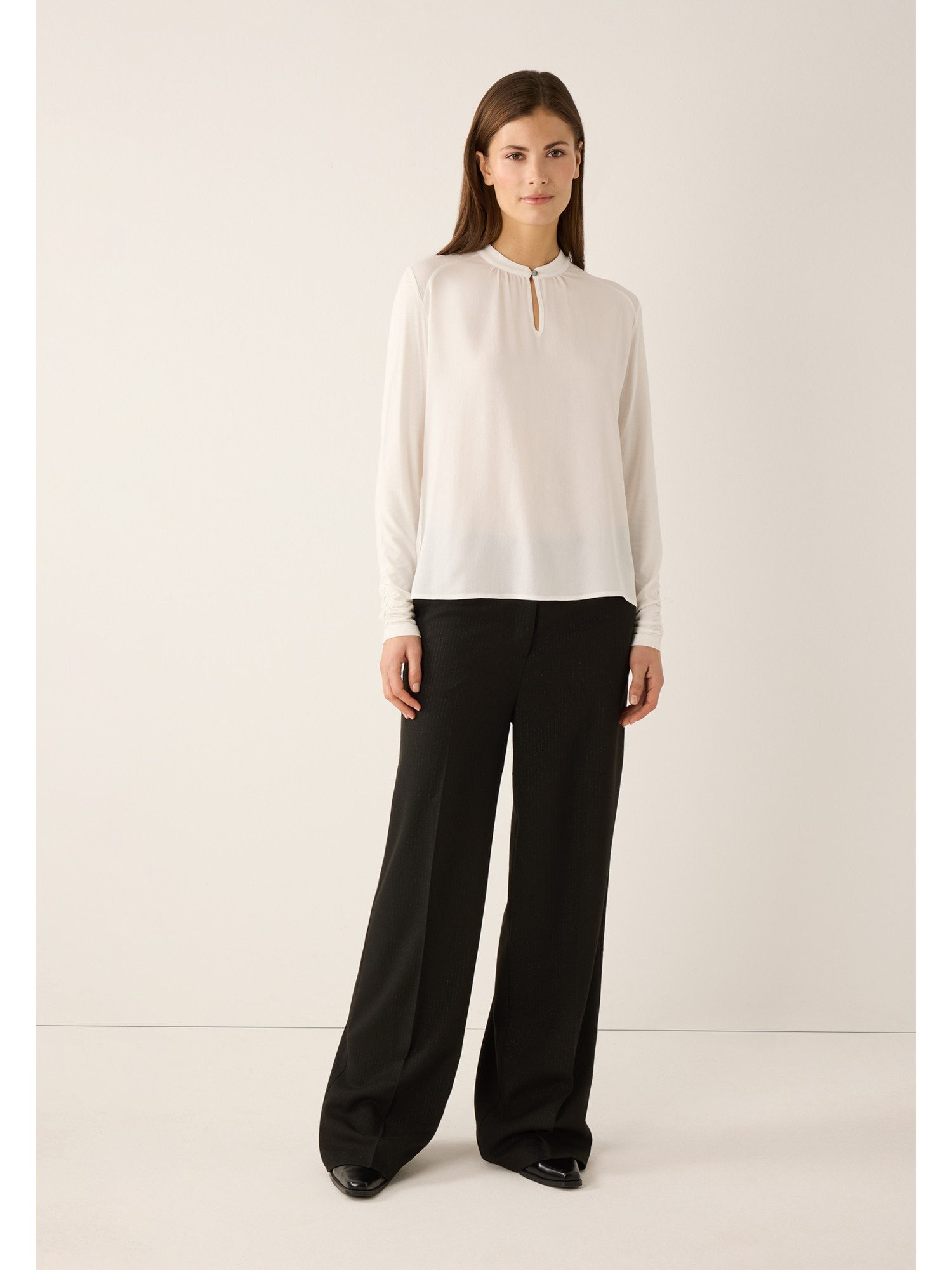 MORE&MORE Klassische Bluse feminine Shirtbluse, Materialmix günstig online kaufen