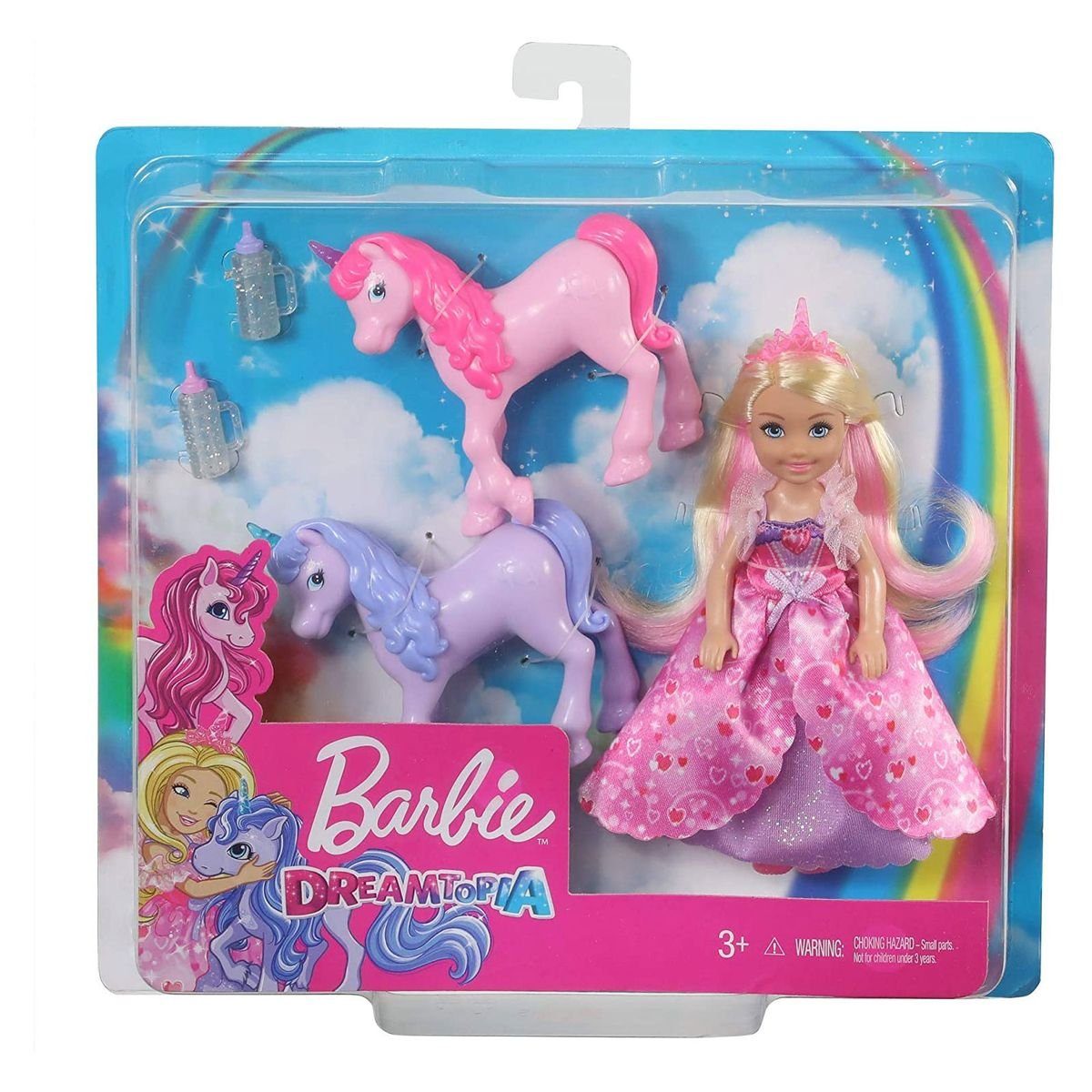 Mattel® Puppen Accessoires-Set Mattel GJK17 - Barbie Dreamtopia - Prinzessin-Puppe Chelsea mit 2 Einhörnern