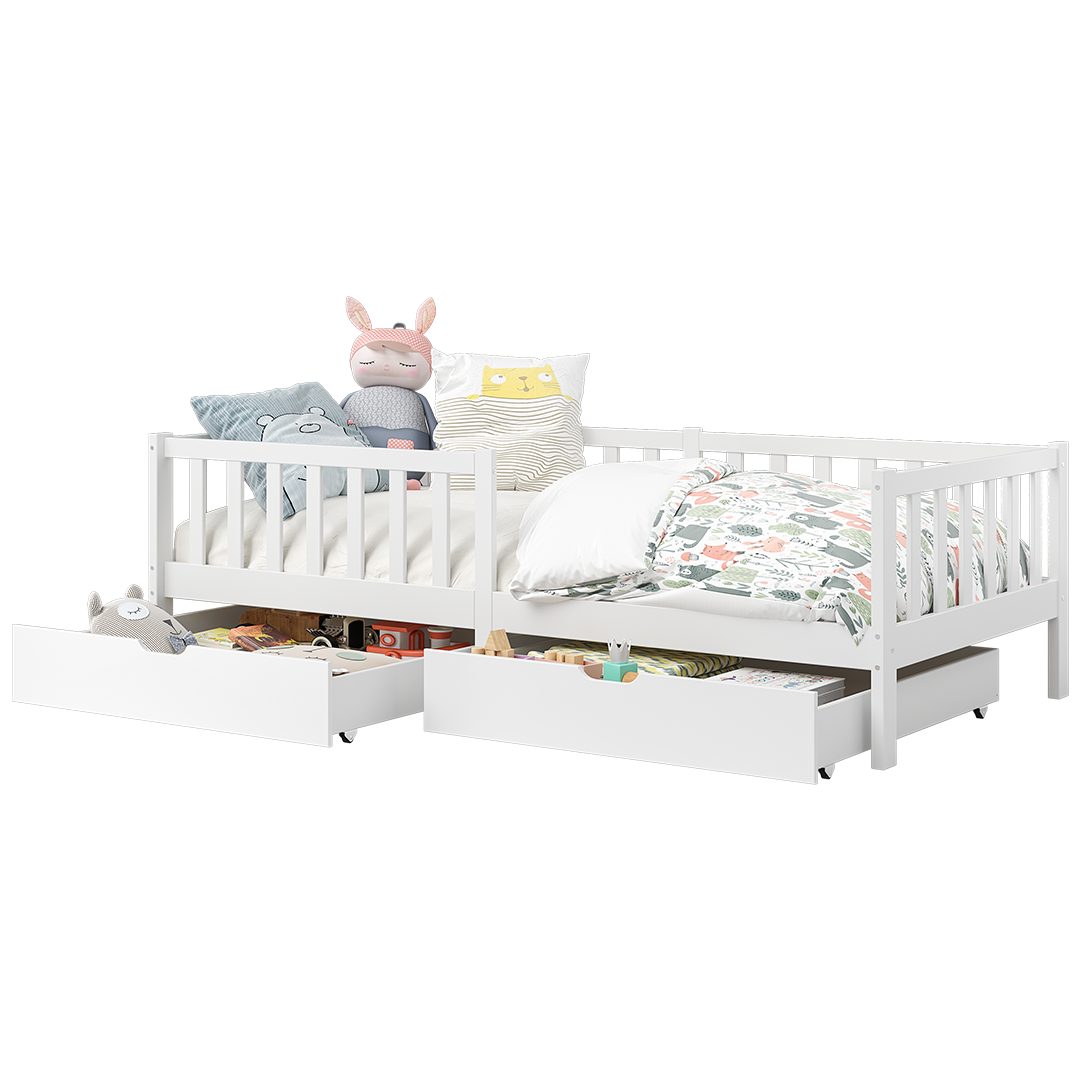 Bellabino Kinderbett Vere mit Rausfallschutz und Lattenrost (weiß mit Matra günstig online kaufen