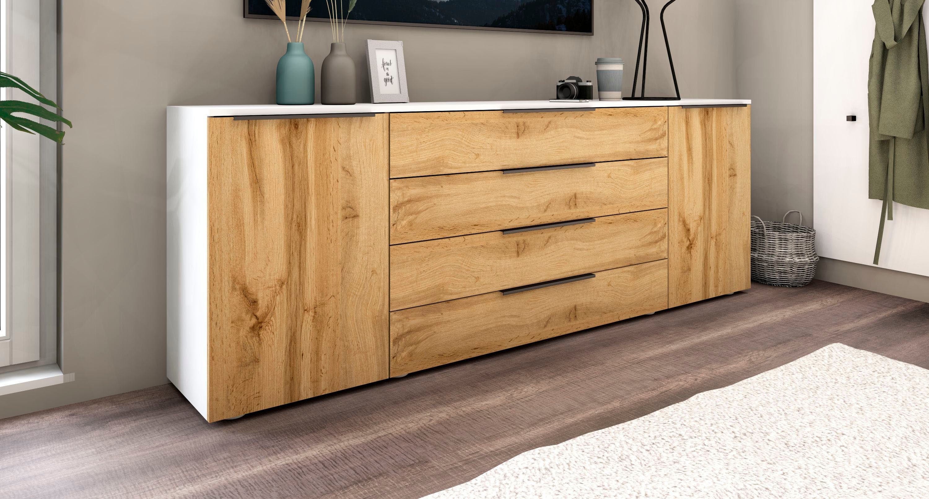borchardt Möbel Sideboard Tom, moderne Kommode mit Metallgriffen, 200cm bre günstig online kaufen