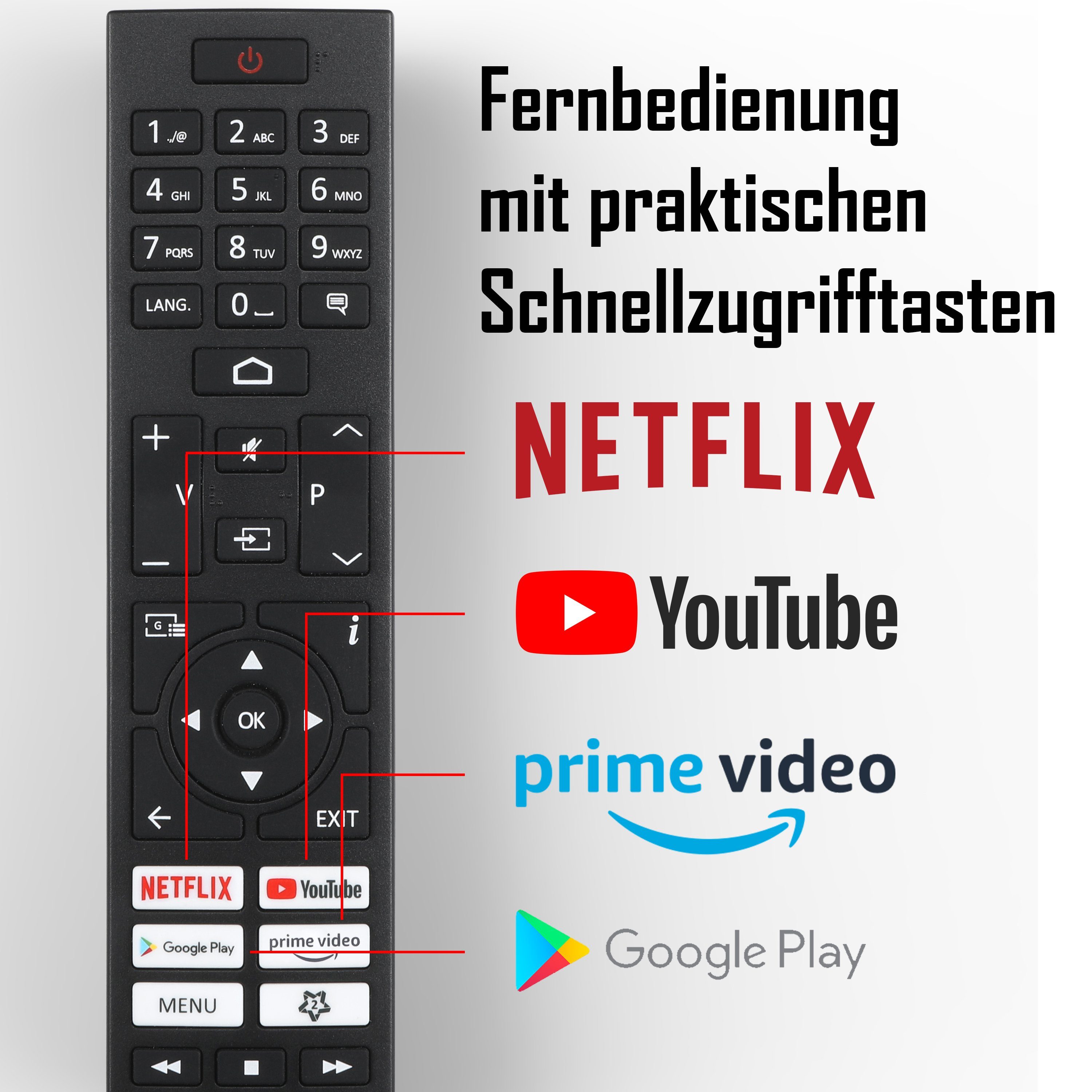 Bluetooth) Android cm/24 Assistant, LCD-LED Triple-Tuner, Google Toshiba HD-ready, TV, Zoll, 24WA2063DAX/2 Play (60 Store, Fernseher