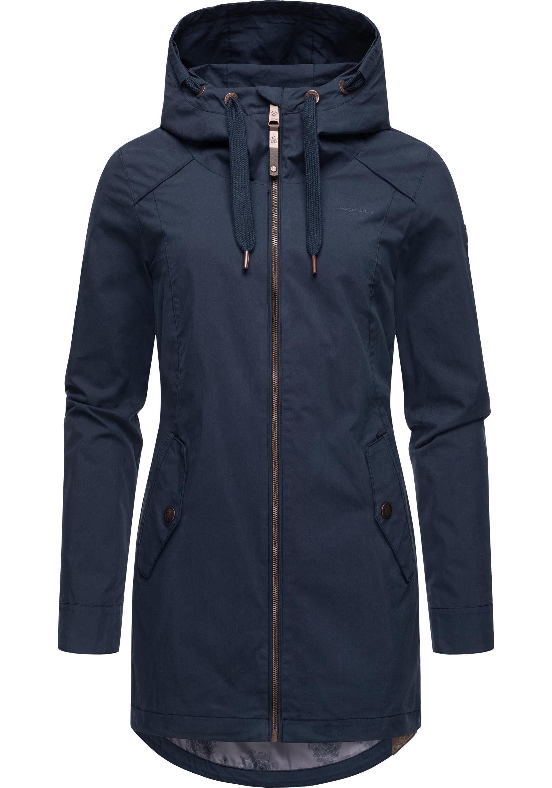 Ragwear Outdoorjacke Mondda schicker Damen mit navy Übergangsparka tollen Details