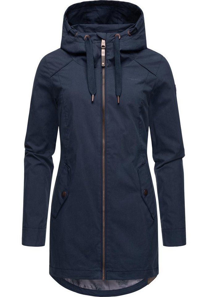 Ragwear Outdoorjacke Mondda schicker Damen Übergangsparka mit tollen  Details, Kuschlige Sweatjacke, weiche Kapuze, große Taschen