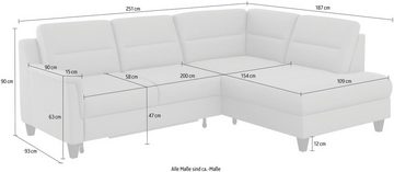 sit&more Ecksofa Farö L-Form, inklusive Federkern, wahlweise mit Bettfunktion und Bettkasten