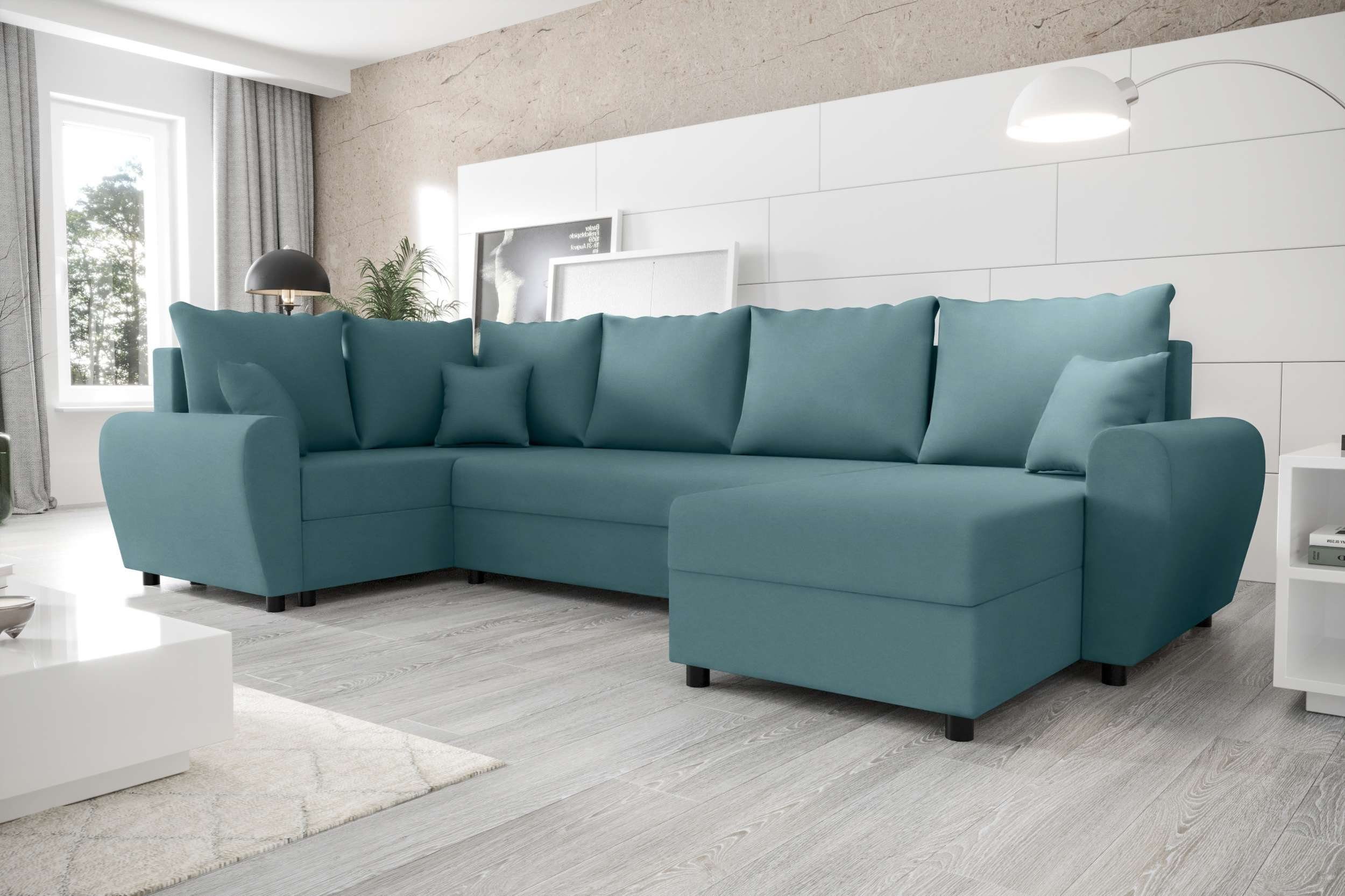 Stylefy Wohnlandschaft Haven, U-Form, Eckcouch, Sofa, Sitzkomfort, mit Bettfunktion, mit Bettkasten, Modern Design