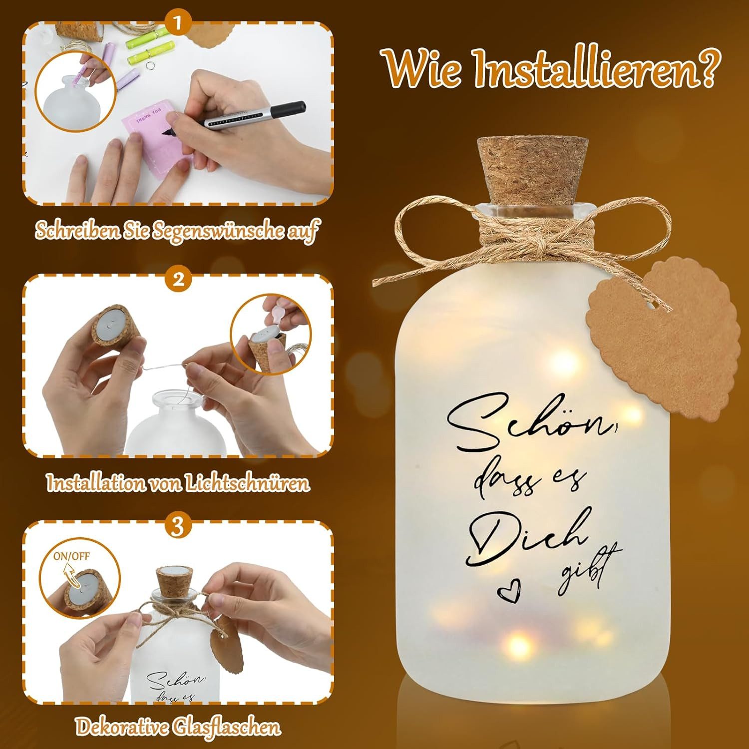 BlingBin LED Dekolicht LED Flaschenlicht mit Spruch,Beleuchtete Flasche, De günstig online kaufen