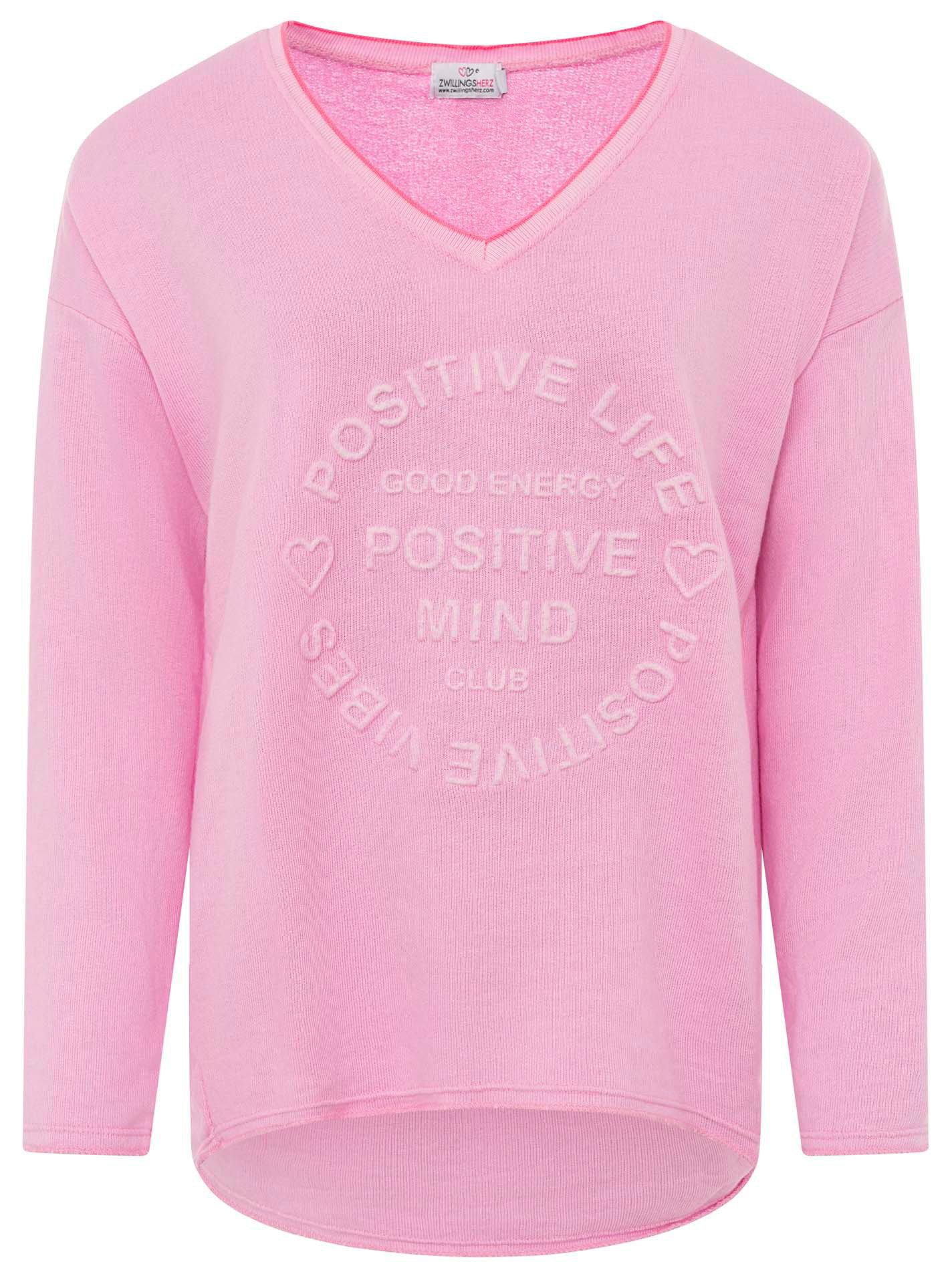 Zwillingsherz Sweatshirt Positive Mind mit Kontrastnaht in Neonfarbe günstig online kaufen