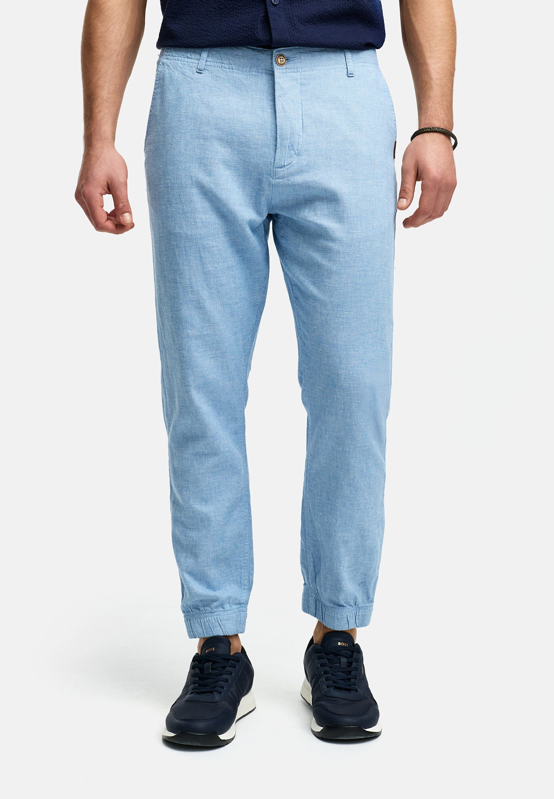 Indicode Leinenhose Blnda samt dekorativem Gürtel günstig online kaufen