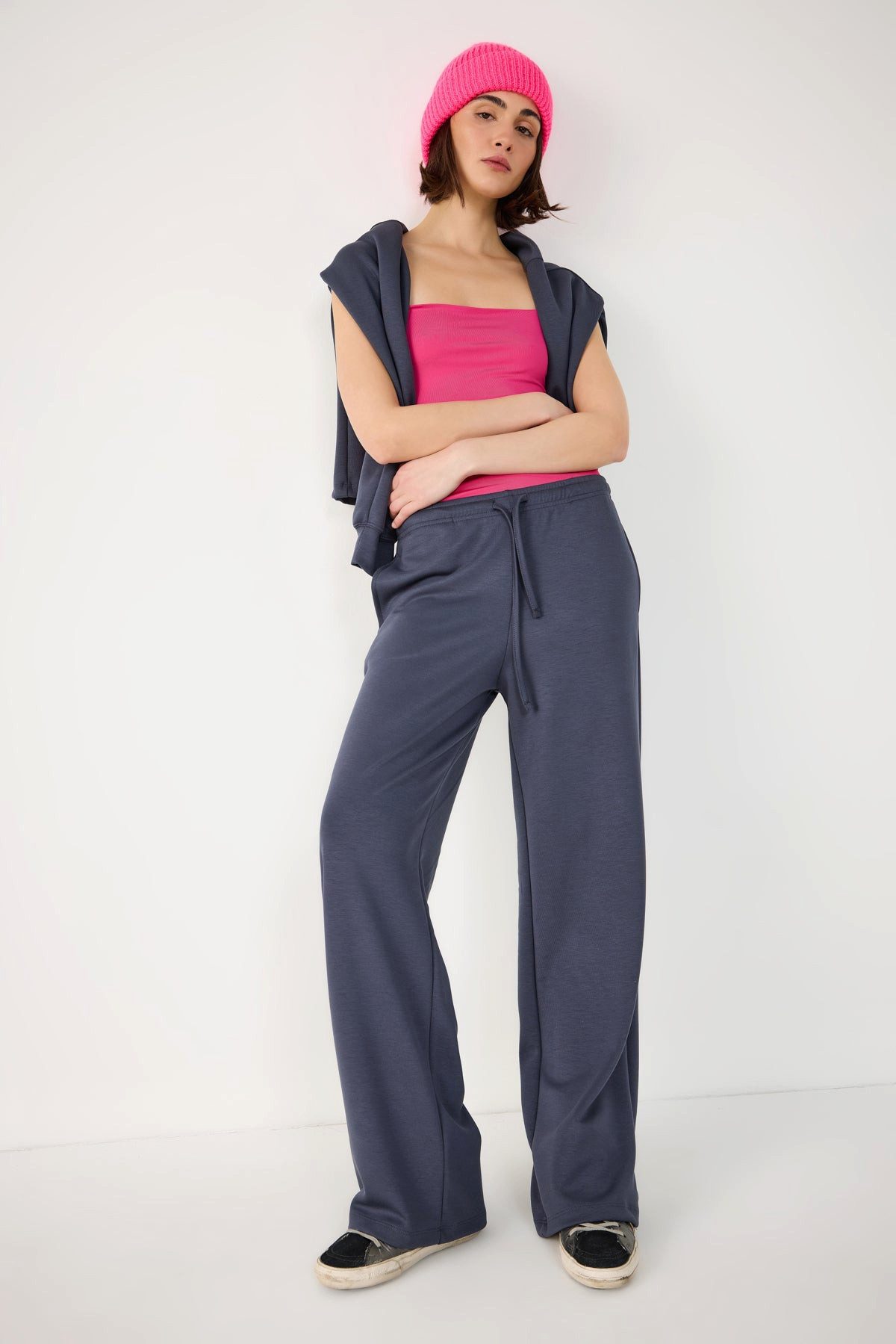 No Matter What Sweatponcho Locker geschnittene Hose mit Kordelzug in der Taille