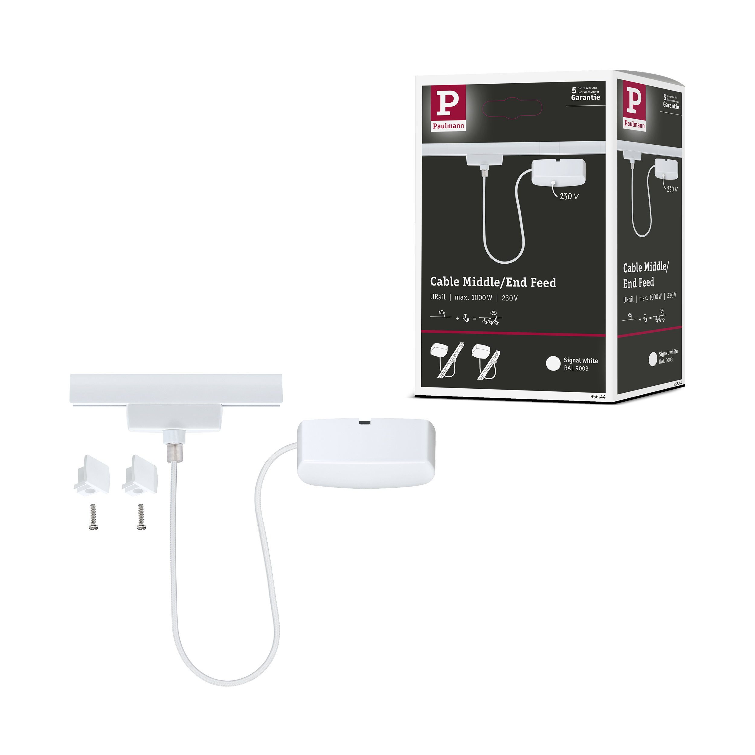 Paulmann URail Einspeisung Kabel 1m max. 1000W Signalweiß Lampen-Verbindungskabel, (0.01 cm)