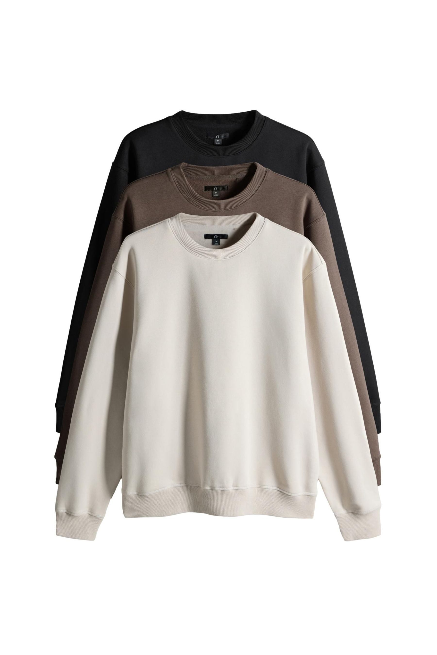 The Set Sweater 3er-Pack The Set Rundhals-Sweatshirts (3-tlg) günstig online kaufen