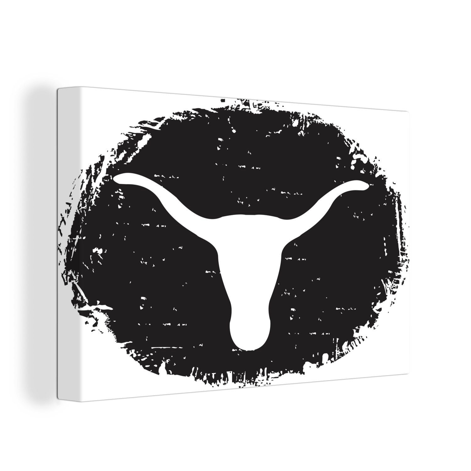 OneMillionCanvasses® Leinwandbild Eine Illustration des Texas Longhorns, (1 St), Wandbild Leinwandbilder, Aufhängefertig, Wanddeko, 30x20 cm