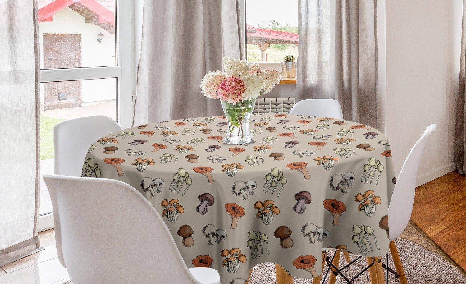 Abakuhaus Tischdecke Kreis Tischdecke Abdeckung für Esszimmer Küche Dekoration, Pilz Verschiedene Waldpilze | Tischdecken