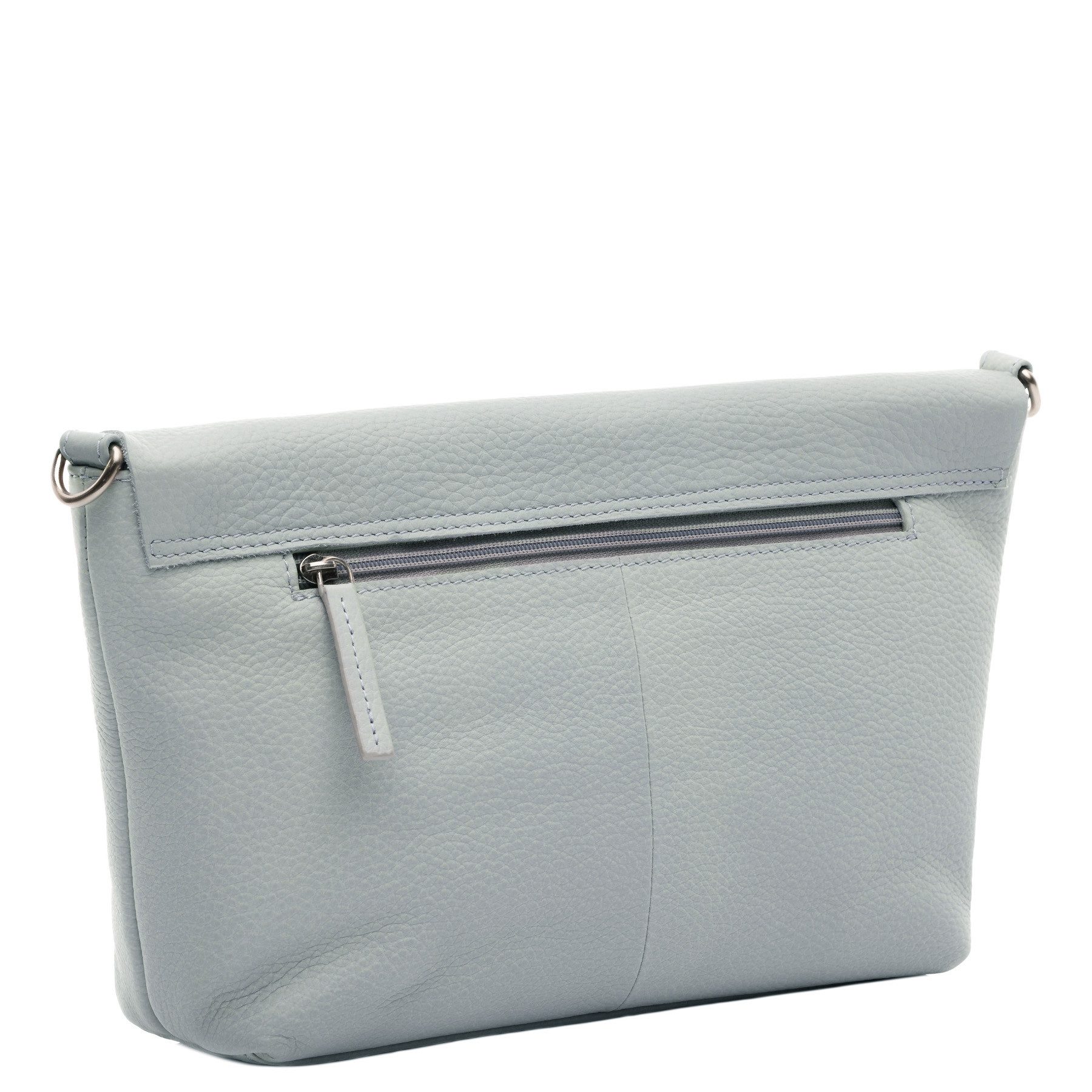 FEYNSINN Umhängetasche echt Leder groß Ledertasche slate LIVA, Schultertasche Echtleder Damen, Crossbody Bag M blau-grau