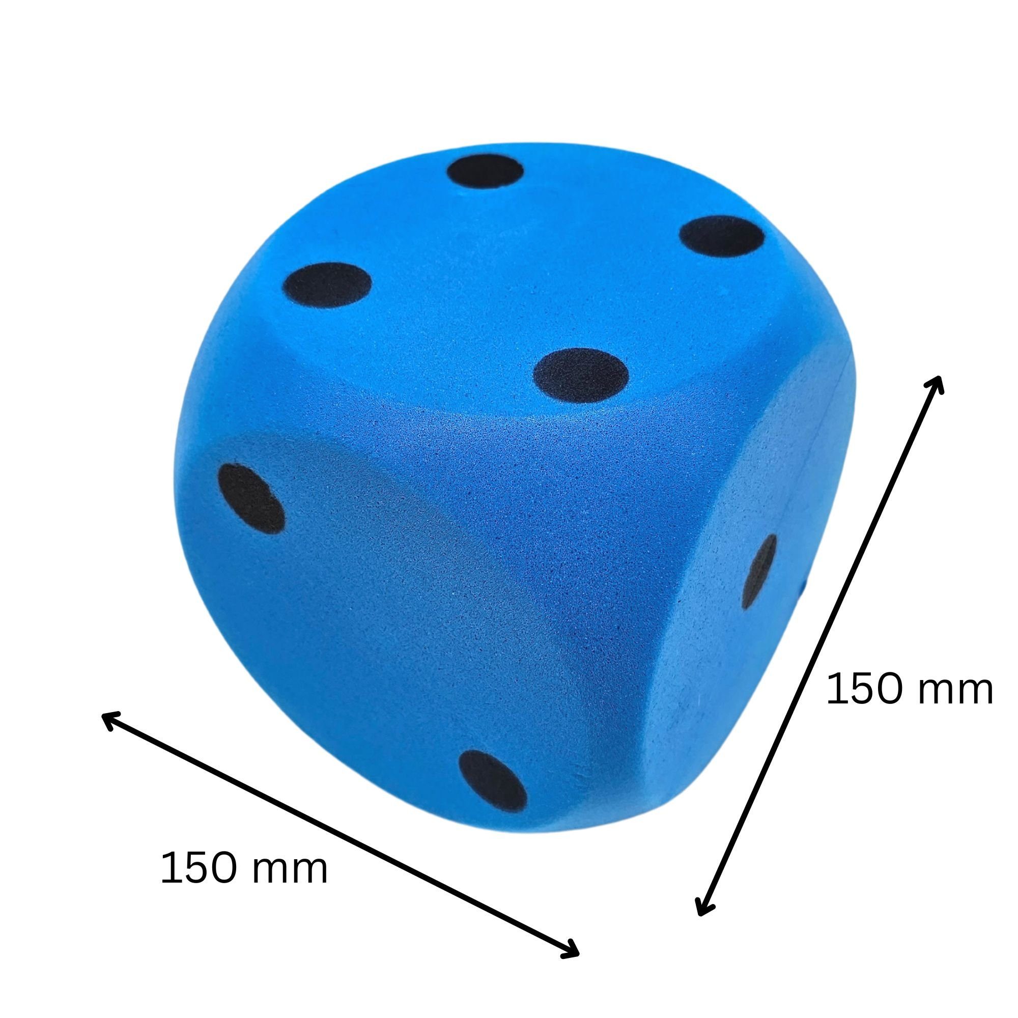großer XXL - weicher Soft - Würfel - blau - 15,5 cm * 15,5 cm - Schaumstoff  - Schaumstoffwürfel - Augenwürfel - Softwürfel - Kunststoffwürfel groß 