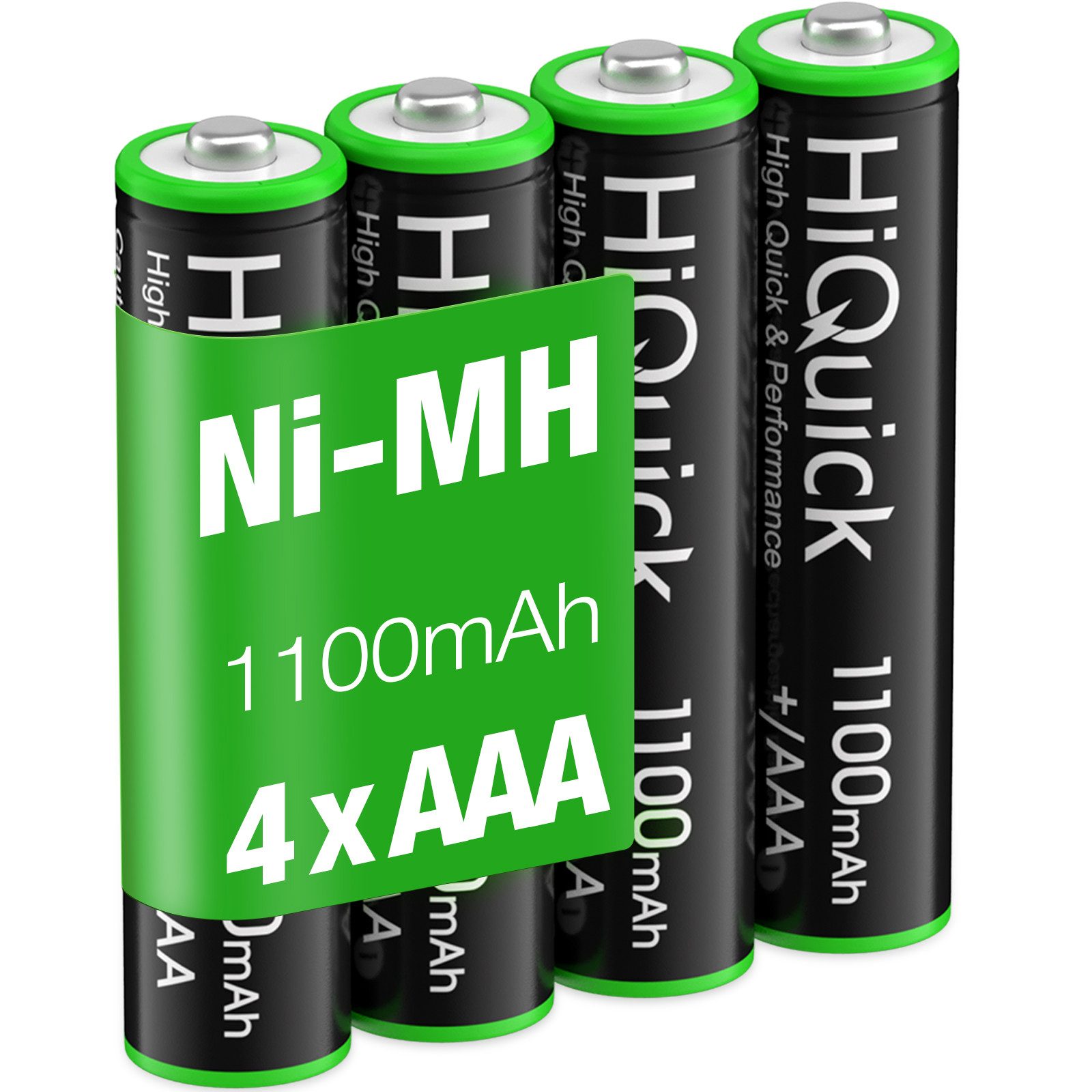 EBL AAA Akku 1100mAh mit hoher Kapazität, wiederaufladbar Batterien Akku (1,2 V, 4 St), 1.2V Micro AAA, 4er Pack