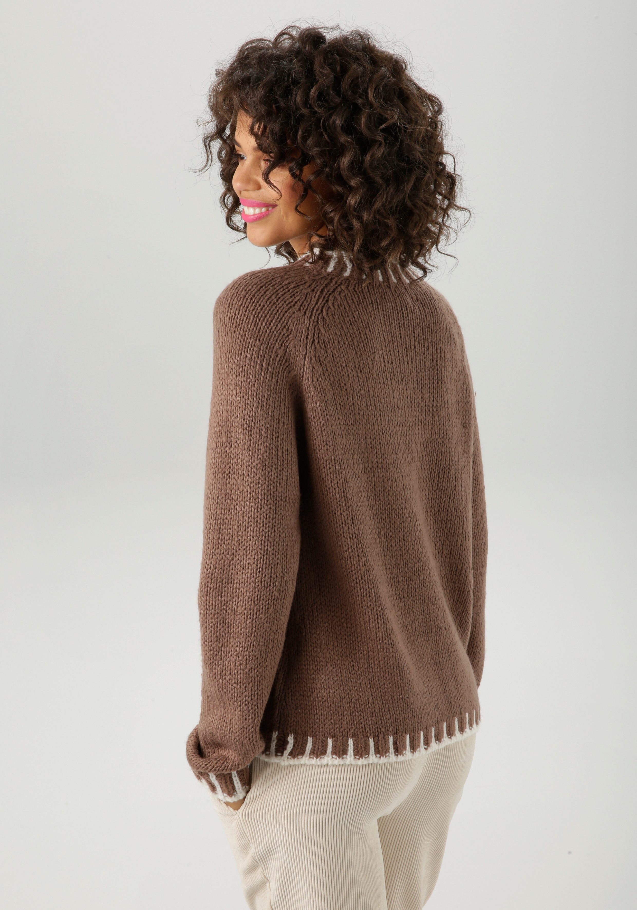 Aniston CASUAL Strickpullover mit gemusterten Bündchen günstig online kaufen