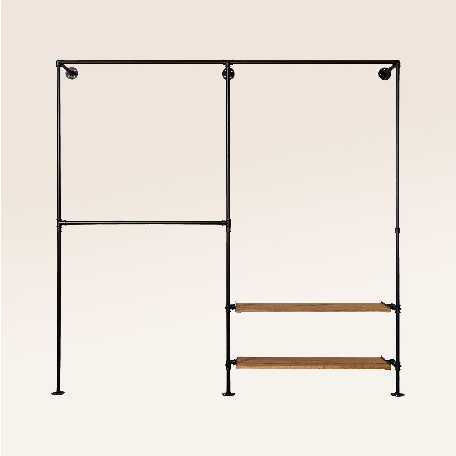 RSR Hangers Kleiderschrank Björn Garderobe begehbarer Kleiderschrank mit Eichenholzbrett Ablage