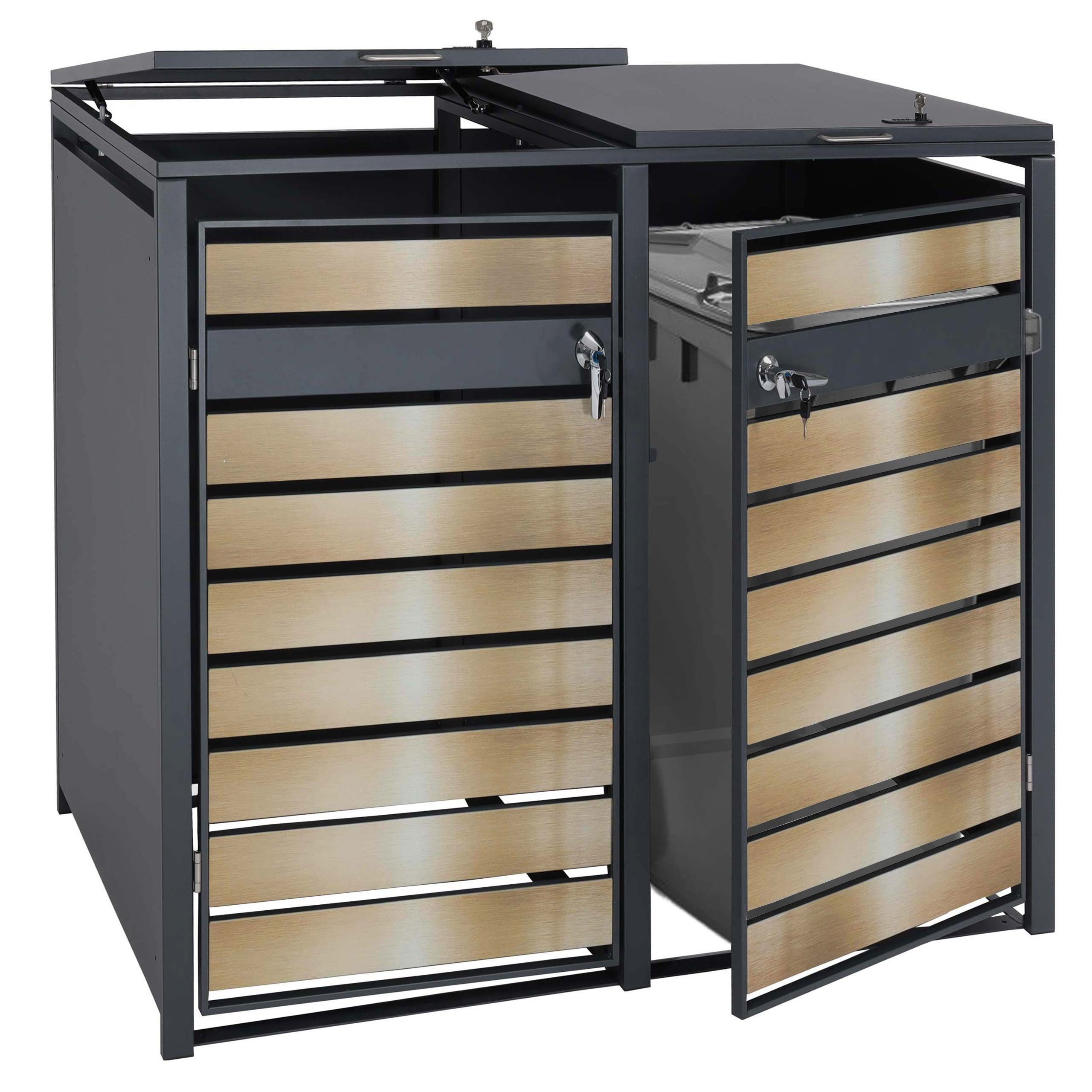 MCW Mülltonnenbox MCW-J81-2 (2 St), Für 2 Mülltonnen mit 80 bis 240L Fassungsvermögen, abschließbar
